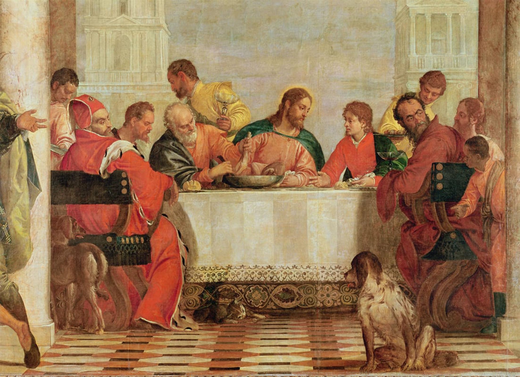 POSTERIIk Famous Animal Posters Vintage Picture Detail of the Feast in the House of Levi by Paolo Veronese Modern Wall Decor for Home Decor 60x90cm