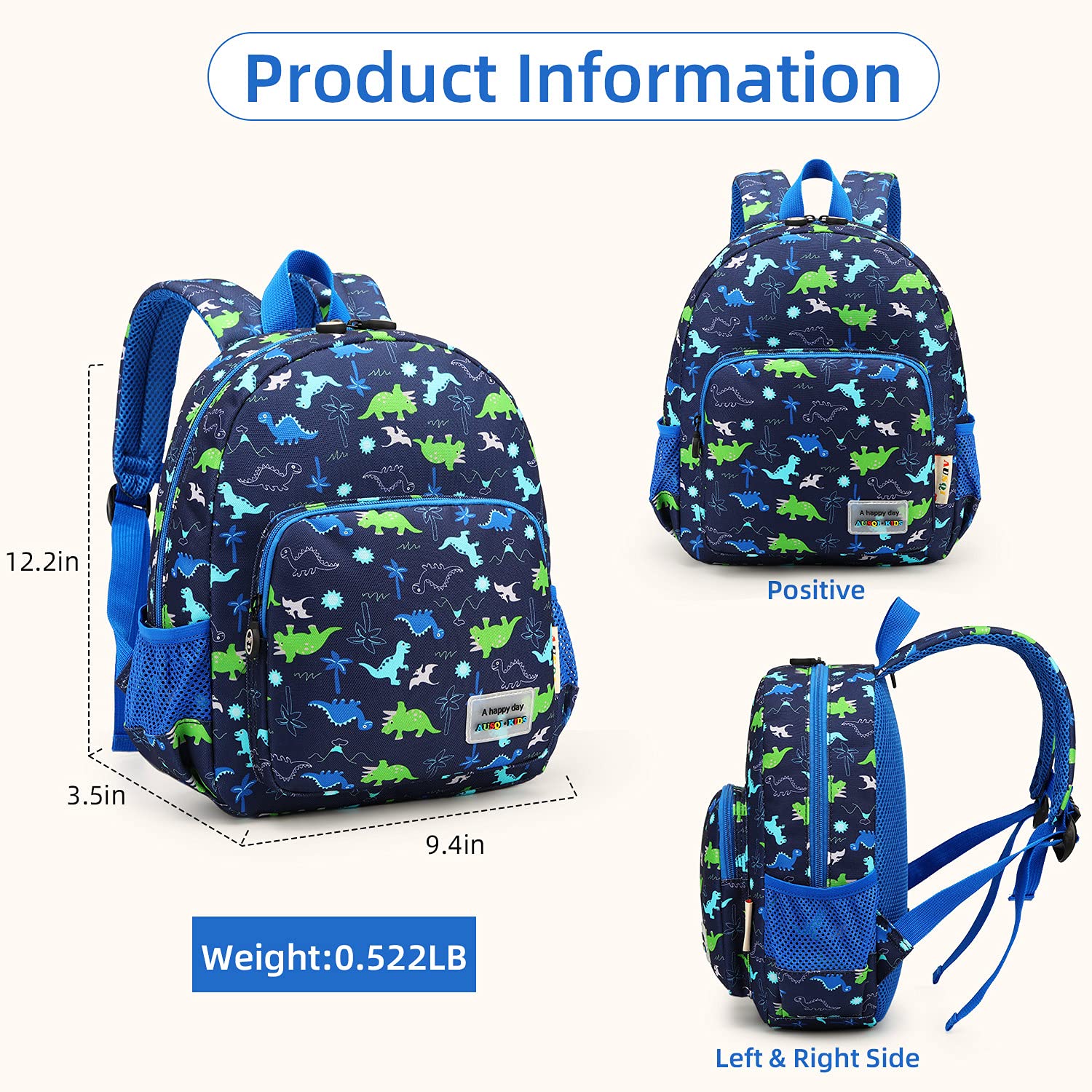 Willikiva 3D Dinosaur Backpack For Toddlers – Waterproof Kids Backpack With Safety Harness Leash - View #7