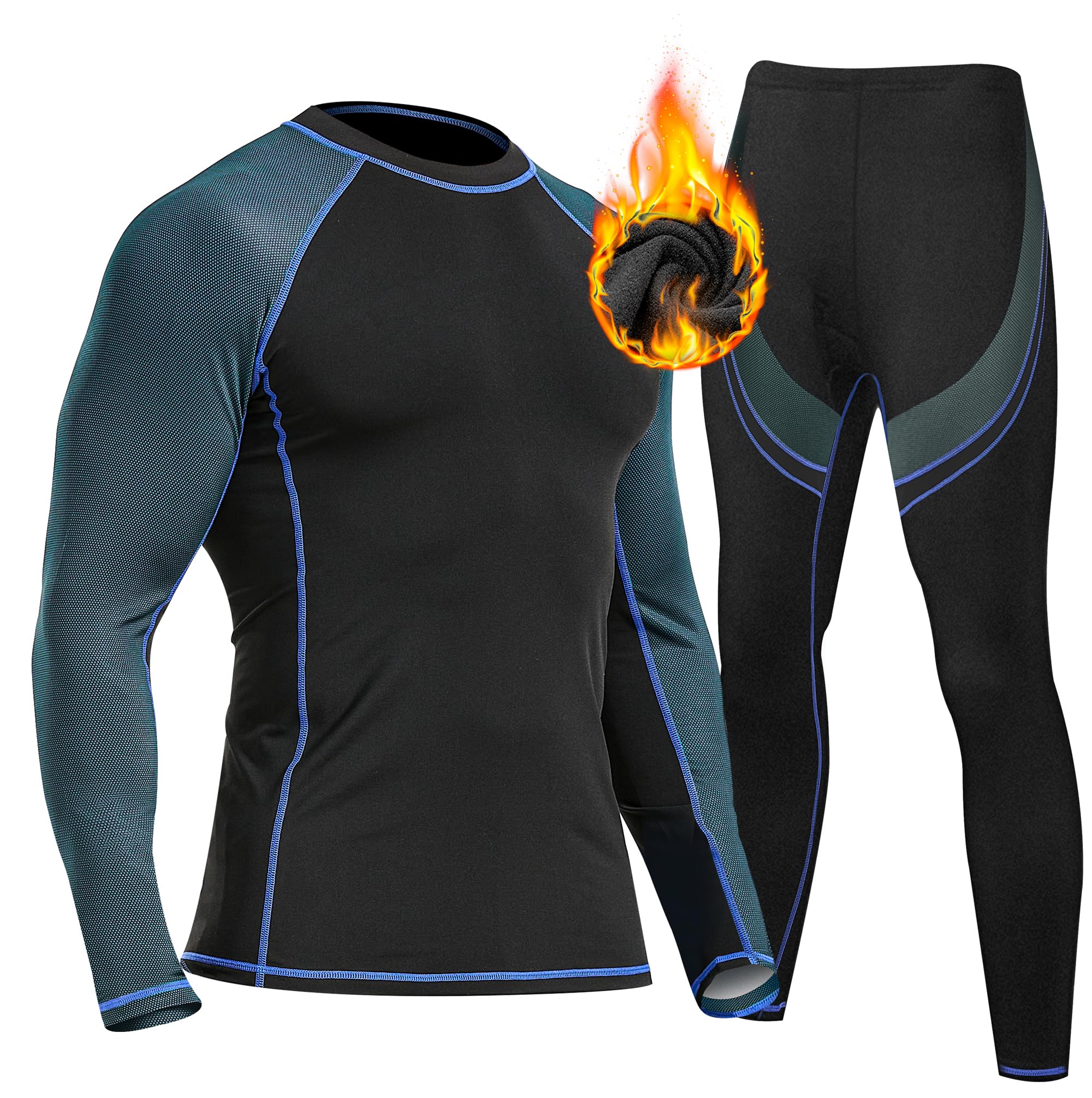 UNIQUEBELLA Tuta Sci Termica Intimo Termico Manica Lunga Maglietta Termica + Pantaloni Lunghi Termici, Sport Invernali, Set Termico Uomo