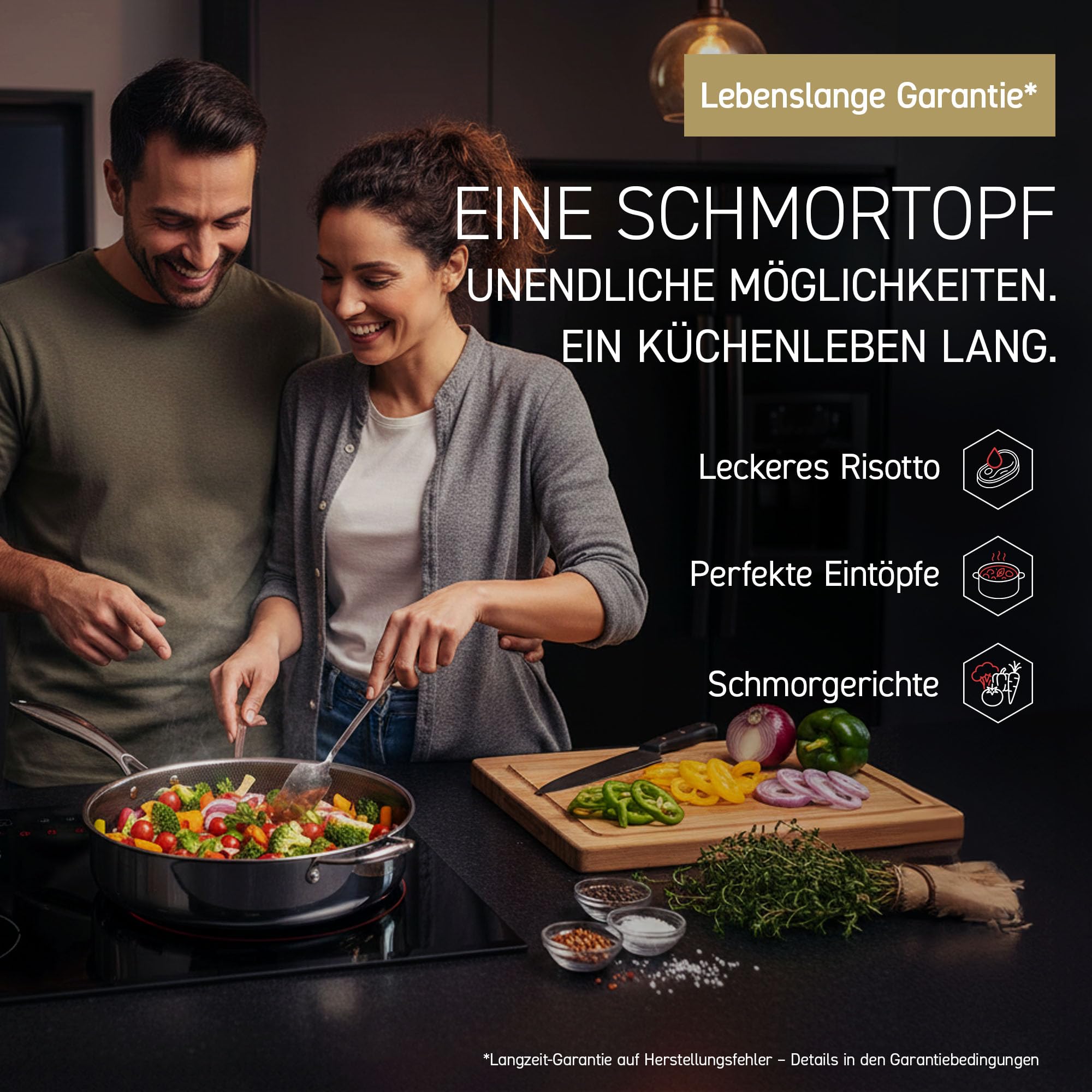 HexClad Hybrid Sautepfanne 4,3 l – Schmorpfanne mit Deckel & Stay-Cool-Griff – Sauteuse für alle Herdarten, auch Induktion – Antihaftbeschichtete Pfanne mit Wabenstruktur – Ofen- und spülmaschinenfest