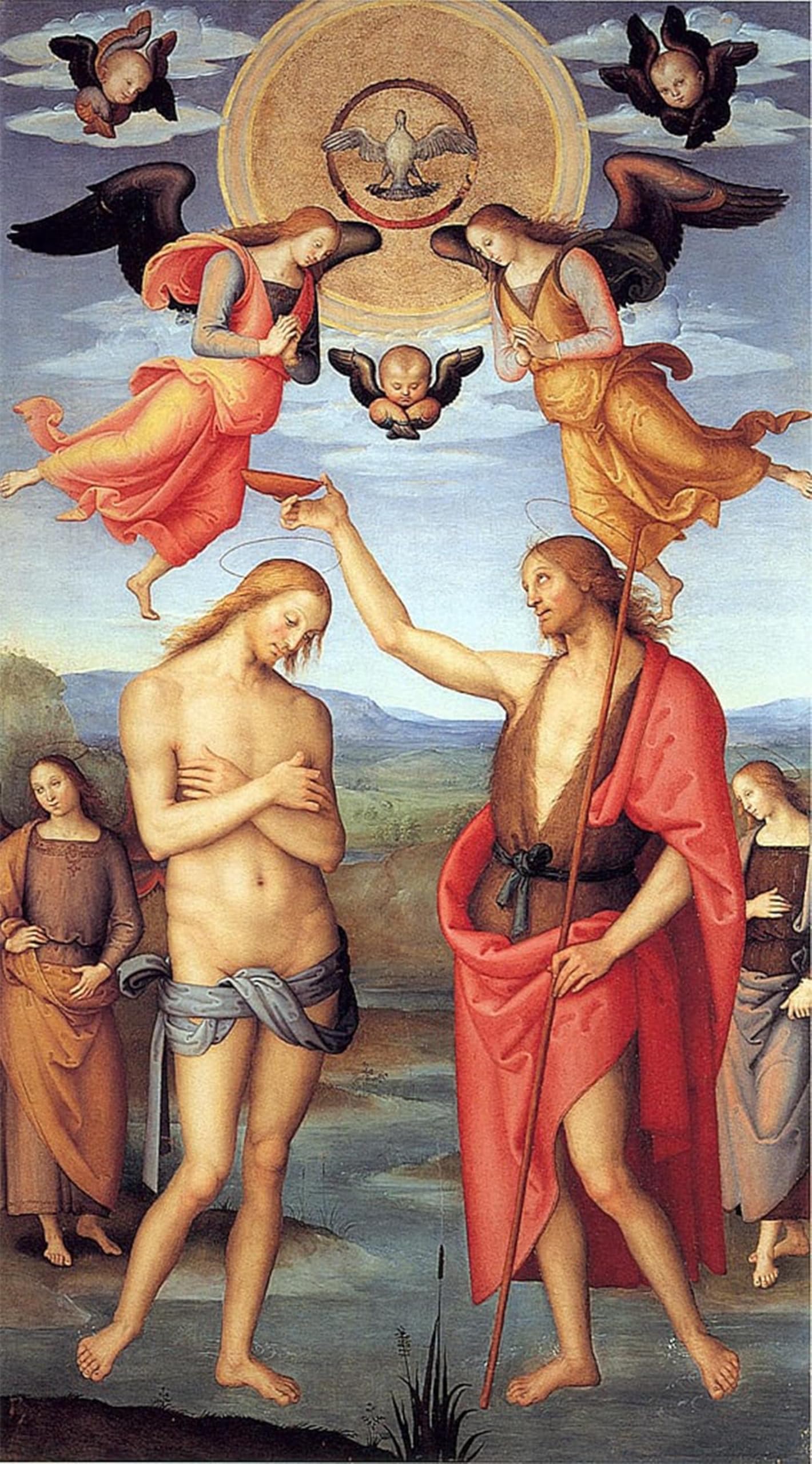 SERENDIPITP Vintage Wall Art Canvas Nordic Poster Canvas Print Picture Baptism of Christ by Pietro Perugino Wall Art Poster for Home Decor 60x90cm