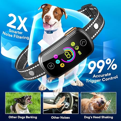 Miniatura 4 de Collar antiladridos de perro, collar de ladrido personalizable para perros grandes y medianos, collar de entrenamiento inteligente antiladridos con