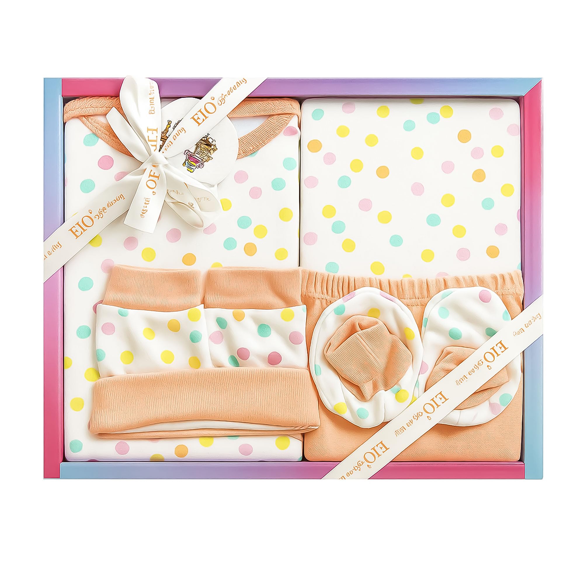 EIO Baby Gifts Set for New Born Unisex Clothing Gift Hamper 6Pcs (Peach)