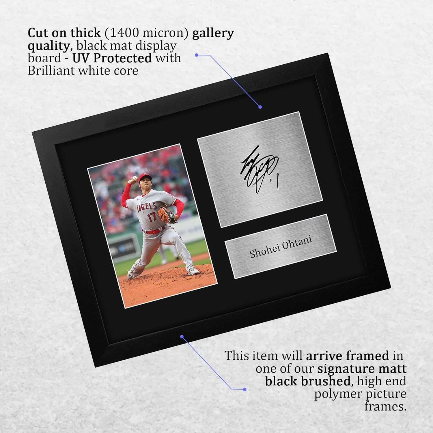 HWC Trading Shohei Ohtani Framed Gifts Printed Signed Autograph Picture for Baseball Memorabilia Fans - US Letter Size