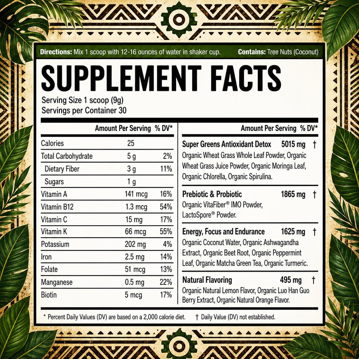 Organic Muscle Super Greens Powder Superfood, Lemon Flavor, 30 Servings — Amazon image 4