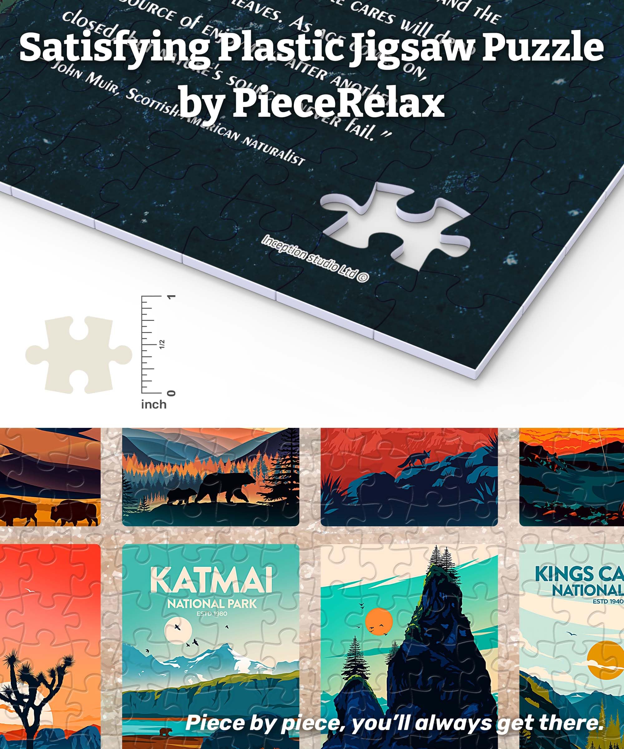 PieceRelax PieceClicks Puzzle 2000 Pièces US National Parks | Puzzle 2000 pièces pour adultes, 95 x 63,3 cm, Studio Inception, puzzle parcs nationaux américains