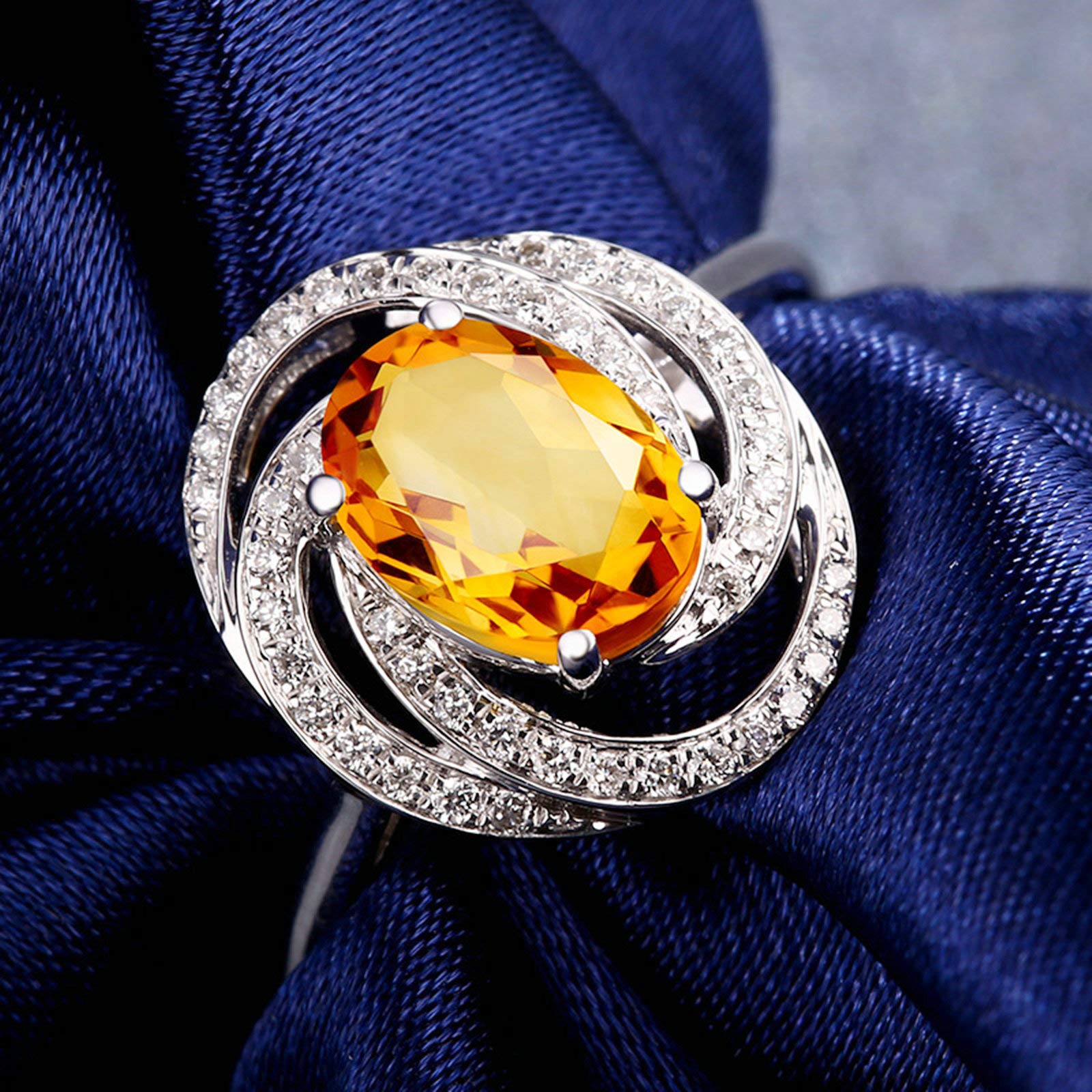 Beydodo Damski pierścionek 750 żółte złoto róża kwiat z cytrynem 0,94 ct pierścionek zaręczynowy z diamentami e 18 karatów (750) białe złoto, 52 (16,6), colore: białe złoto, cod. TLLWGZ3140