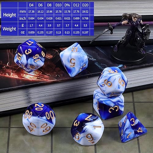 Miniatura 3 de CiaraQ DND - Juego de dados poliédricos con bolsa de dados para juegos de rol de Calabozos y Dragones RPG MTG