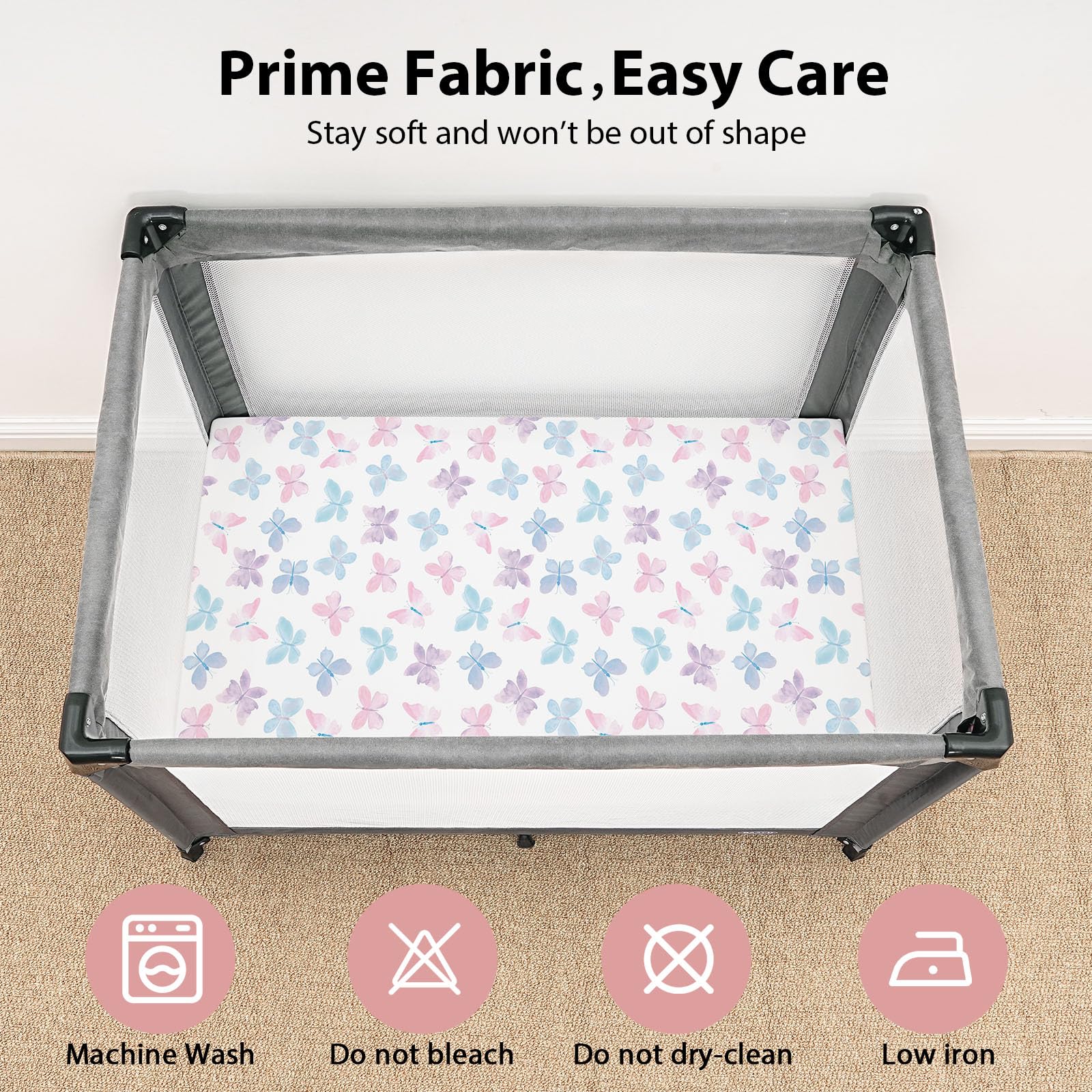 FIEMOL Travel Cot Sheets 95x65cm Fitted, 3 Pack Baby Sheets - Image 3