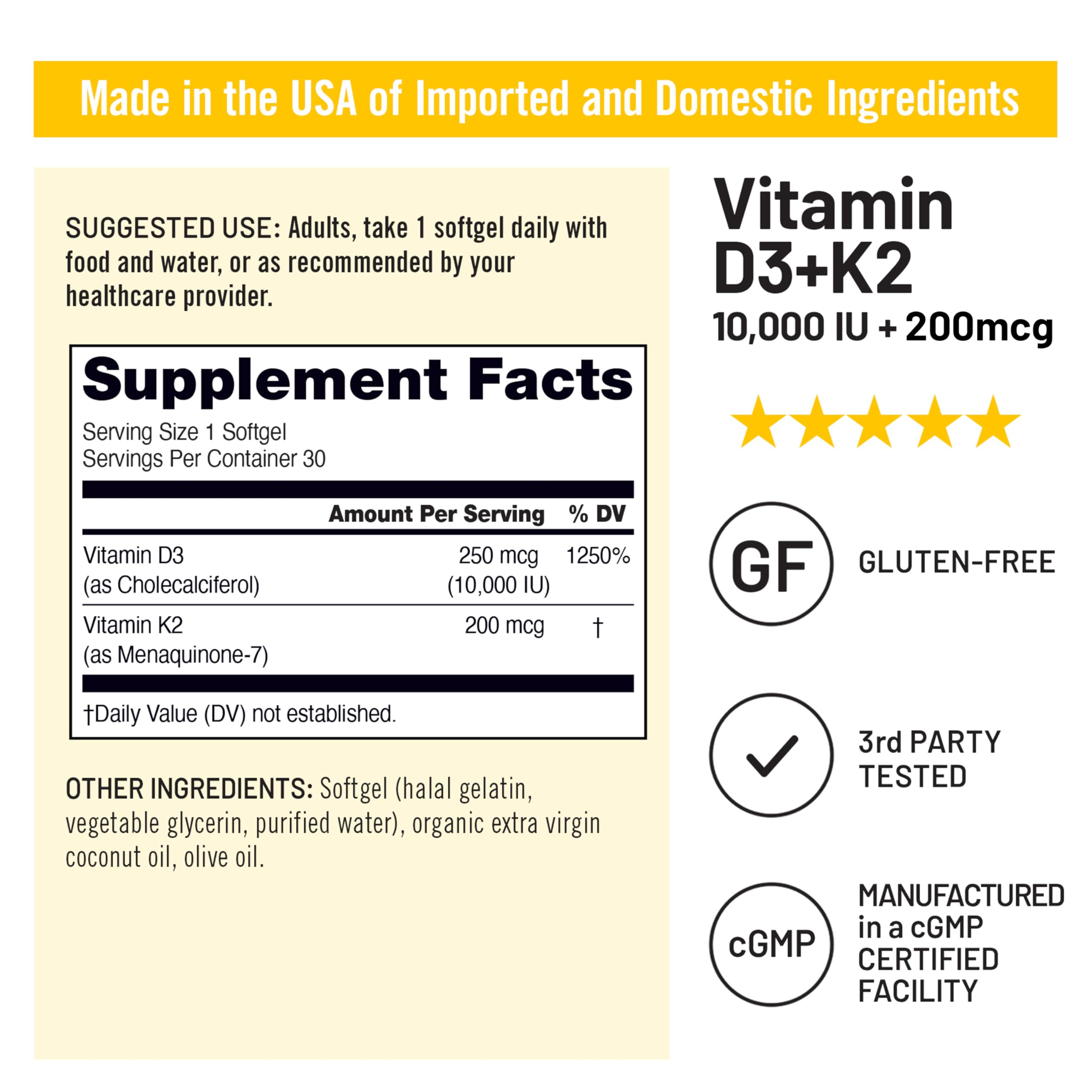 NatureWise Vitamin D3 10000IU + K2 MK-7 200mcg Supplement, 30 Softgels — Amazon image 5