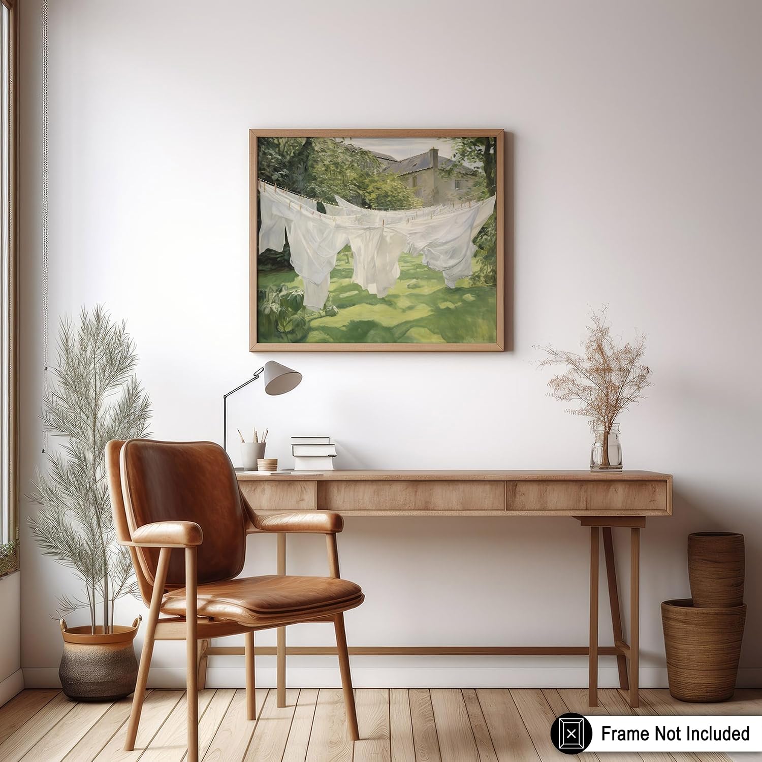 Poster Master Laundry On The Line Print - Retro White Laundry Poster - Watercolor Art - Impressionism Wall Design - Modern Art - Great Living Room or Office Wall Decor - 8x10 UNFRAMED Wall Art