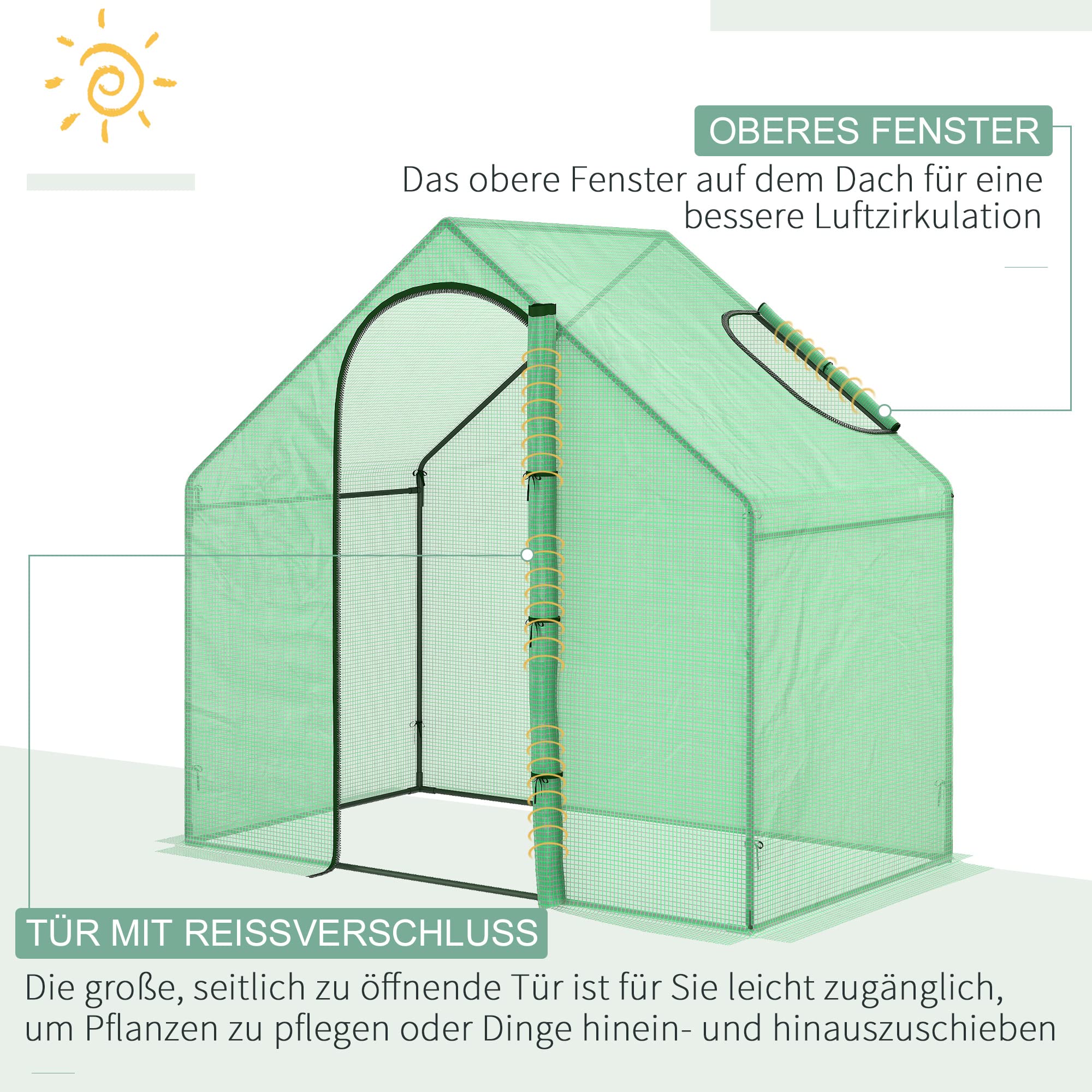 Outsunny Foliekas, Kas, Kweekkas met Dubbele Deur, Winddichte Tomatenkas, Plantenkas voor Tuin, PE, Transparant, 90 x 90 x 145 cm Outsunny Foliekas, Kas, Kweekkas met Dubbele Deur, Winddichte Tomatenkas, Plantenkas voor Tuin, PE, Transparant, 90 x 90 x 145 cm