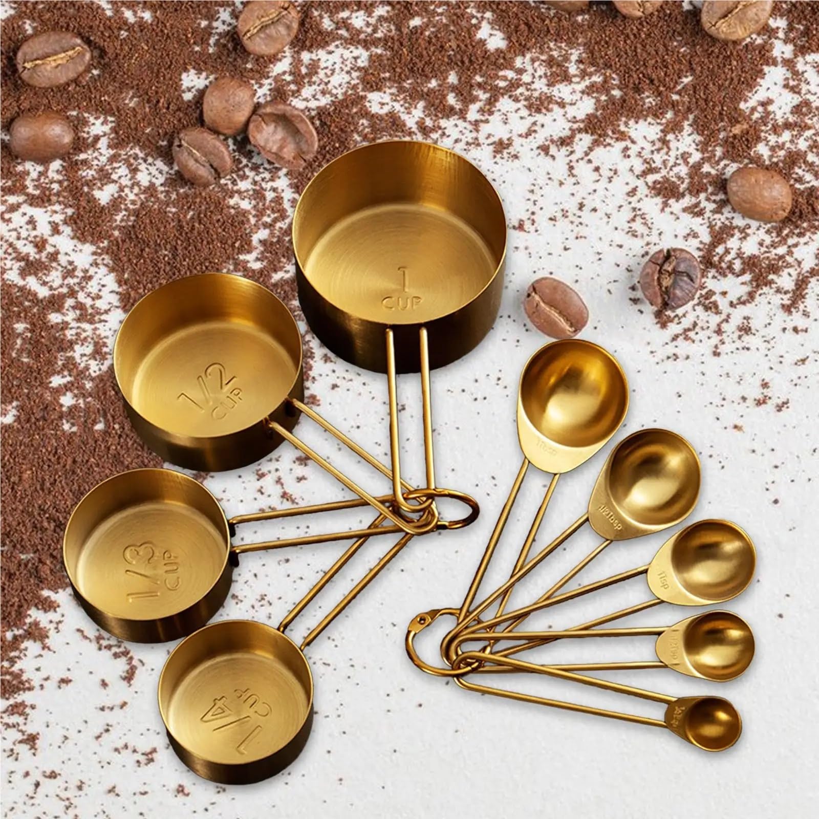 Messbecher-Set aus Edelstahl | Mess-Back-Set, Zubehör, Back-Gadgets, professionell for das Kochen von Lebensmitteln, Kaffeebohnen