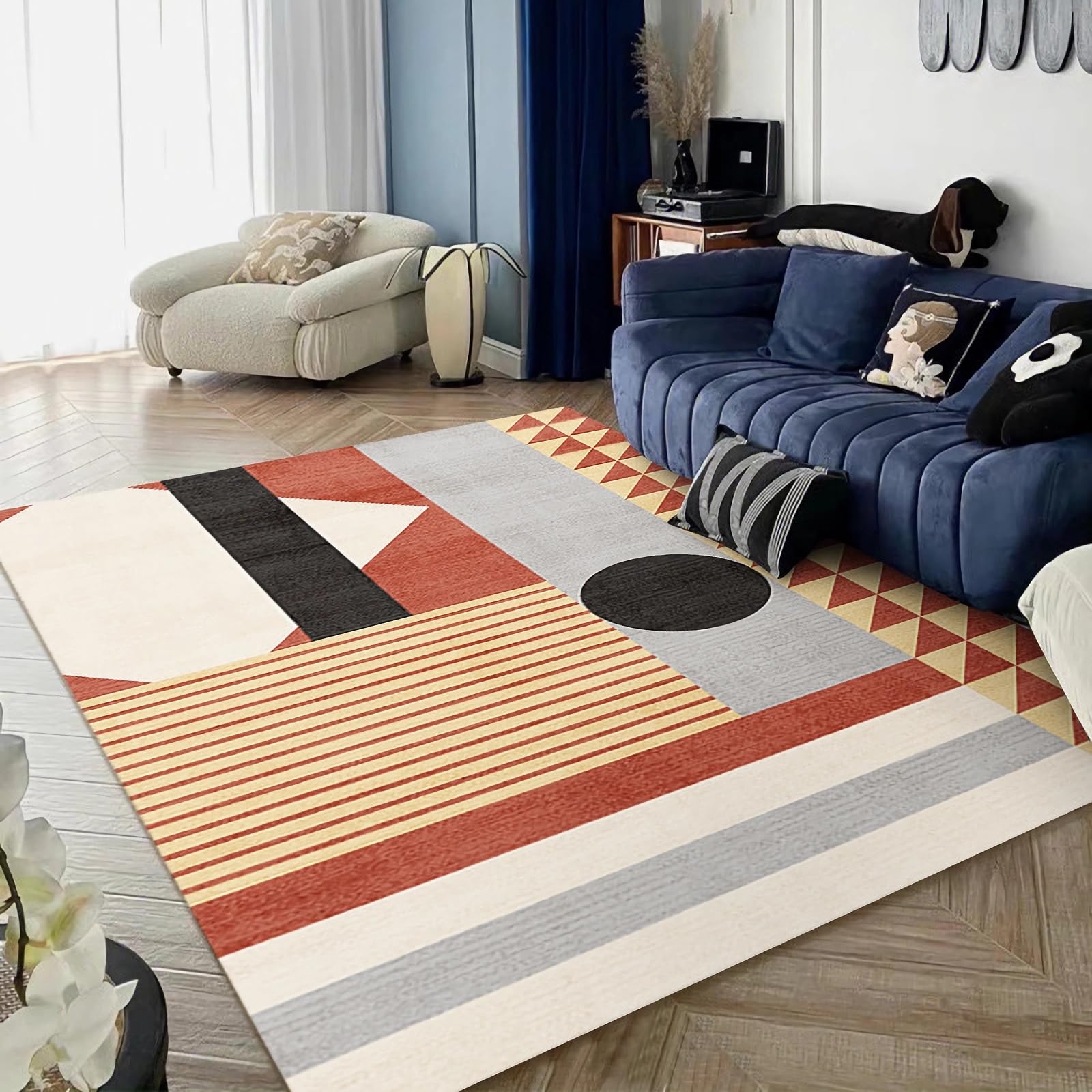 Dywaniki Żółty Czarny Czerwony Prosta Konstrukcja Trwała Zmywalna Mapa, dywan kominkowy, dekoracje kominkowe do salonu 160 x 230 cm