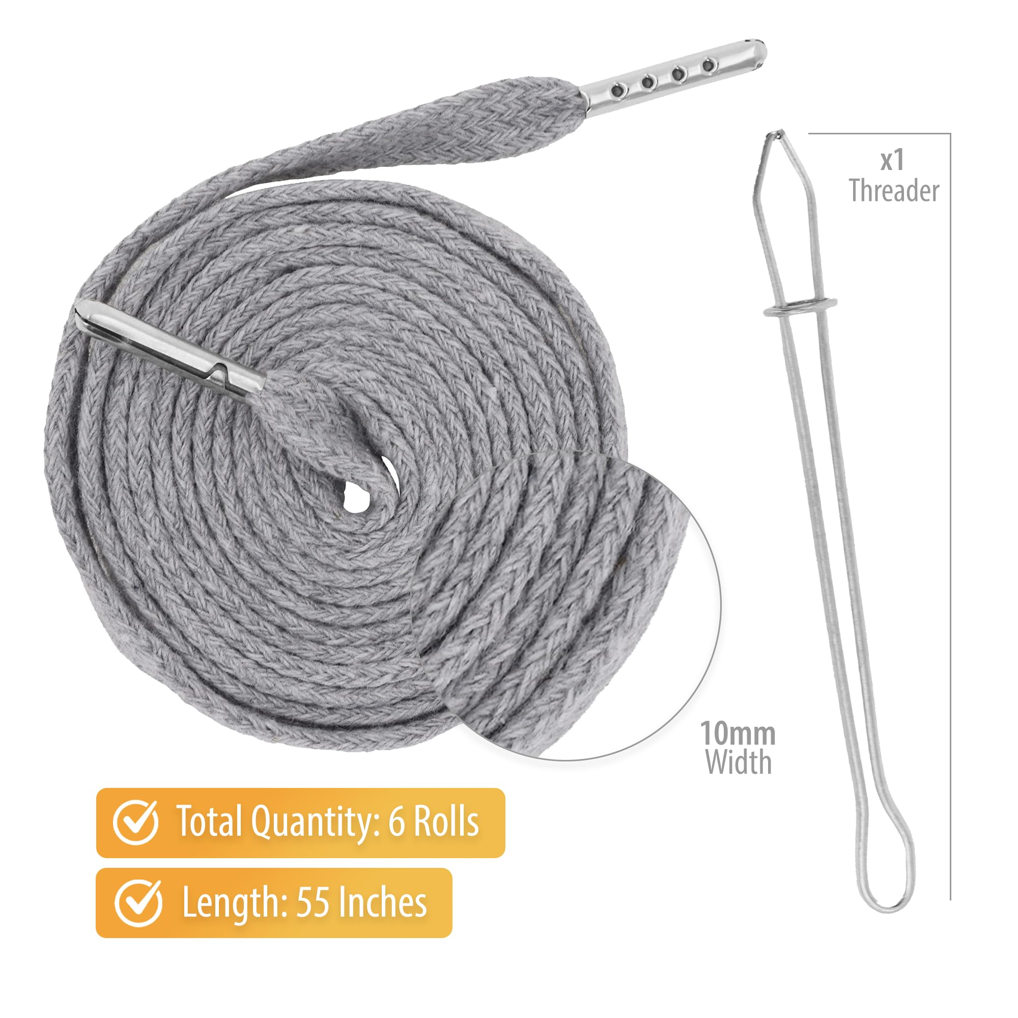 Amazon.com: Mandala Crafts Flat Gray Cotton Drawstrings for