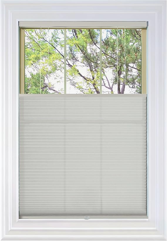 BlindsAvenue Cordless Top Down Bottom Up Cellular Honeycomb Shade, 9/16" Single Cell, Light Filtering, Winter White, Size: 36" W x 48" H