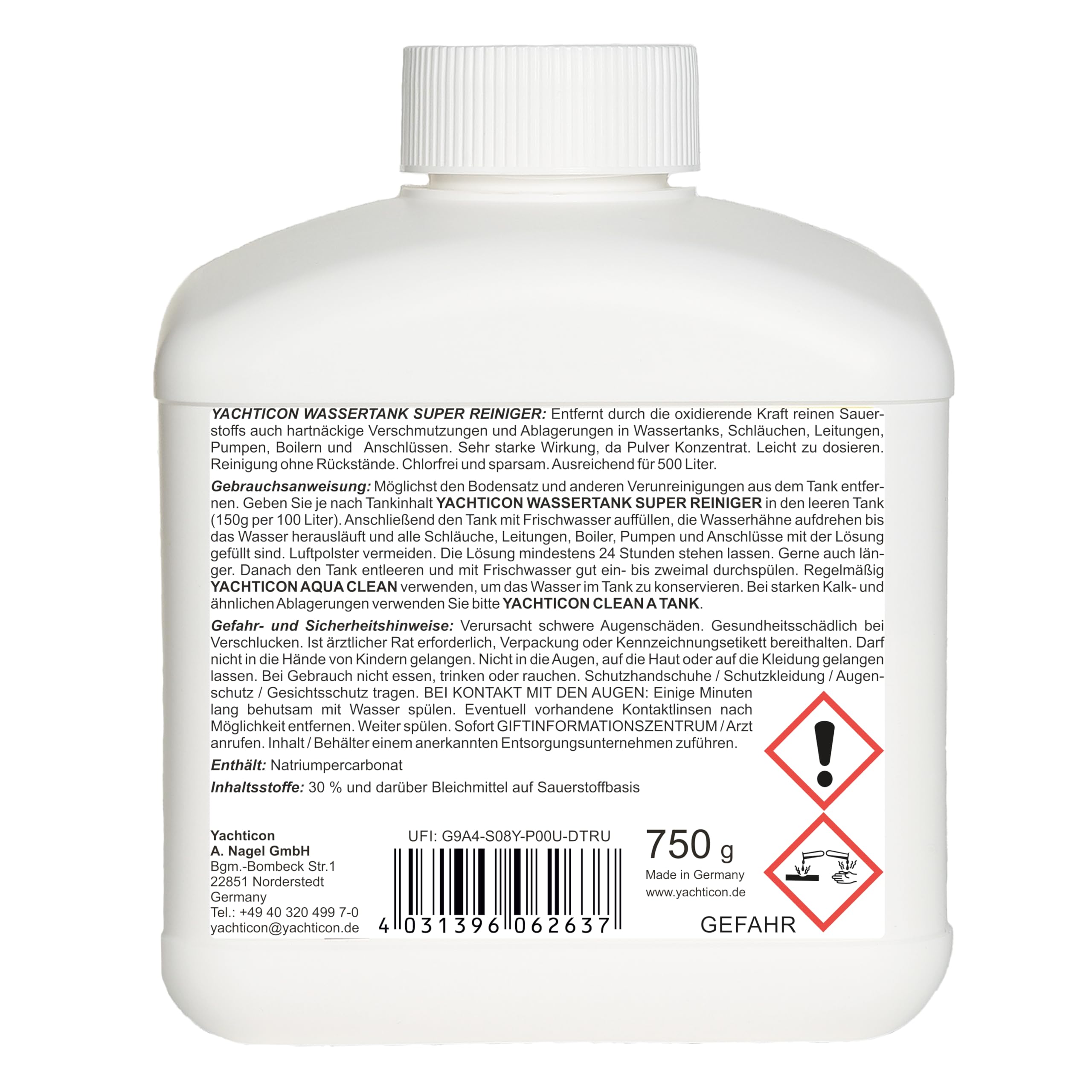 Wassertank Reiniger Wohnmobil 750 g – chlorfreier Wassertank Super Reiniger für Frischwassertank, Leitungen & Boiler | entfernt Ablagerungen & Verschmutzungen in Camping, Caravan & Boot