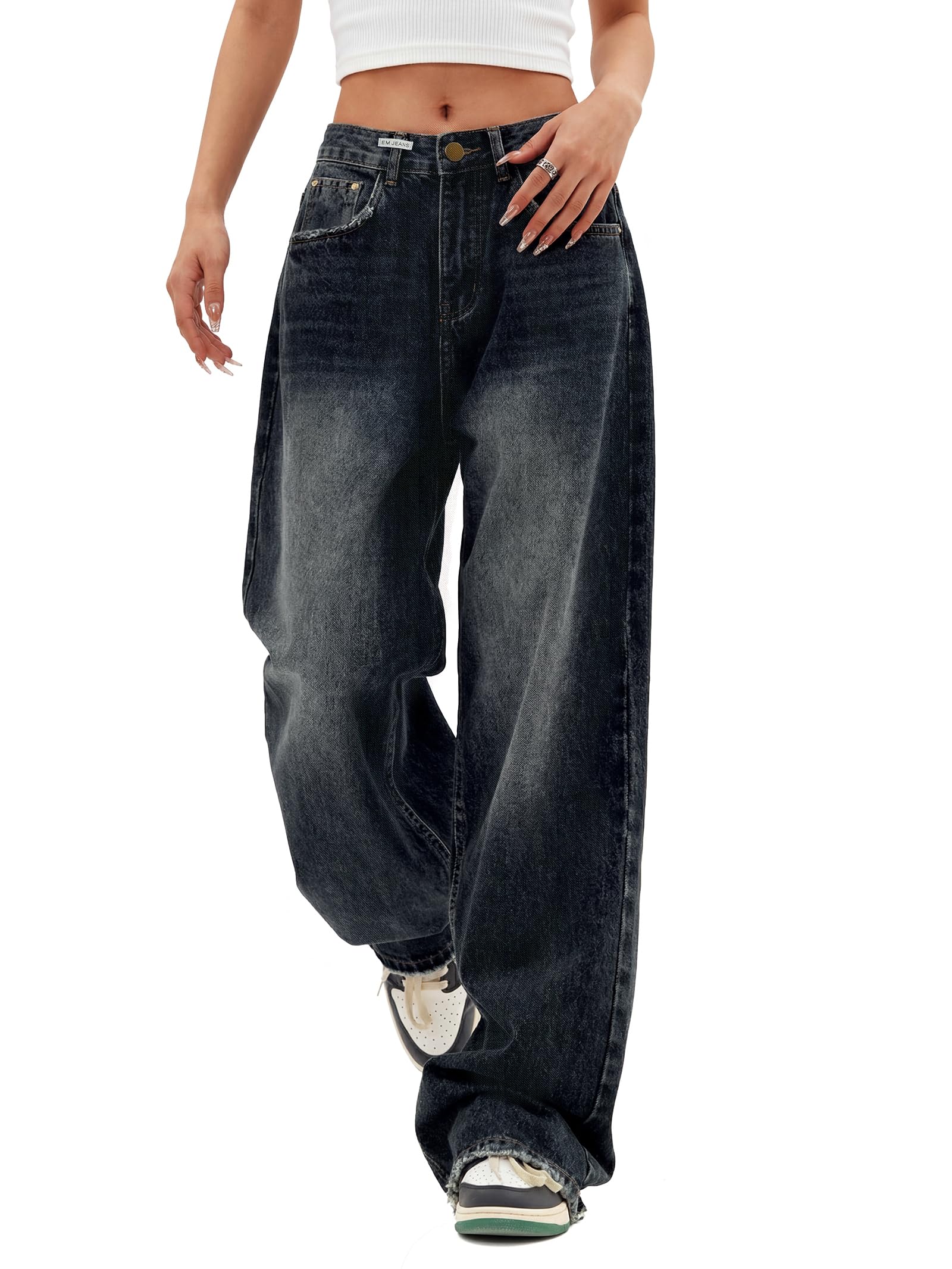 Women Baggy Jeans High Waist Boyfriend Streetwear Vintage Jeans Wide Leg Denim Pants