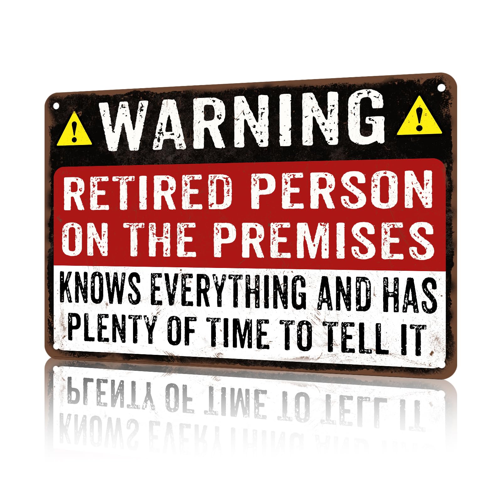 Anceky Retired Person On Premises Metal Sign Vintage Aluminum Sign Funny Tin Sign Wall Decor for Yard Home Cafe Kitchen Bar 12×8 Inch