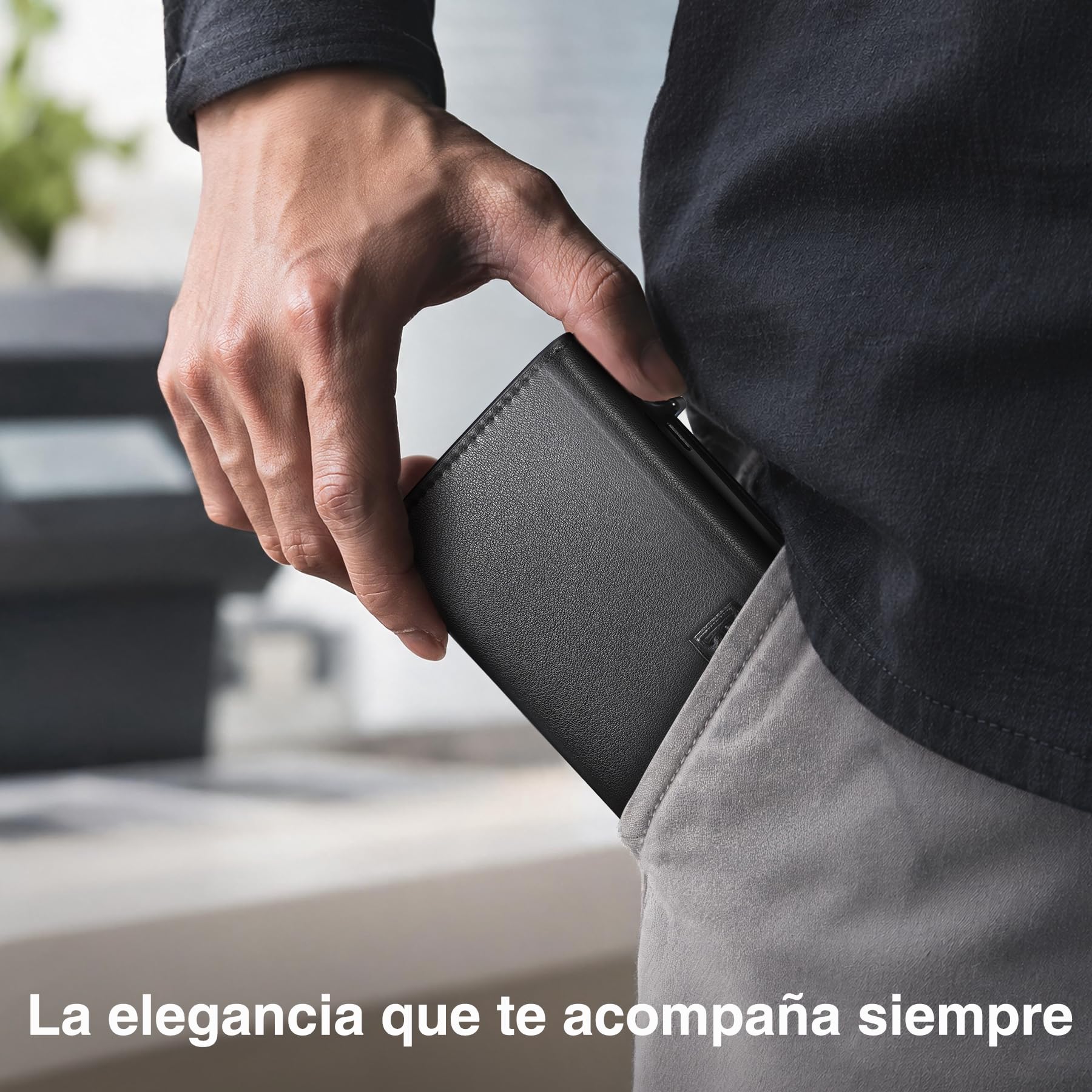 TENBST Carteras para Hombre Cartera Hombre Slim con Monedero y Protección RFID, Lujoso Tarjetero Hombre en Cuero con 8 Compartimentos para Tarjetas, Regalo para Hombre