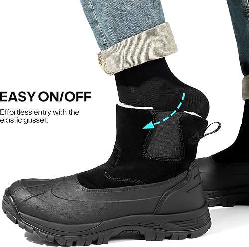Miniatura 3 de NORTIV 8 Botas de nieve de invierno para hombre, impermeables, aisladas, sin cordones