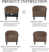 Vista 6 de Easy-Going Funda elástica para sillón de club de 1 pieza, funda para sofá de bañera de barril, protector de muebles, funda de sofá jacquard, marrón