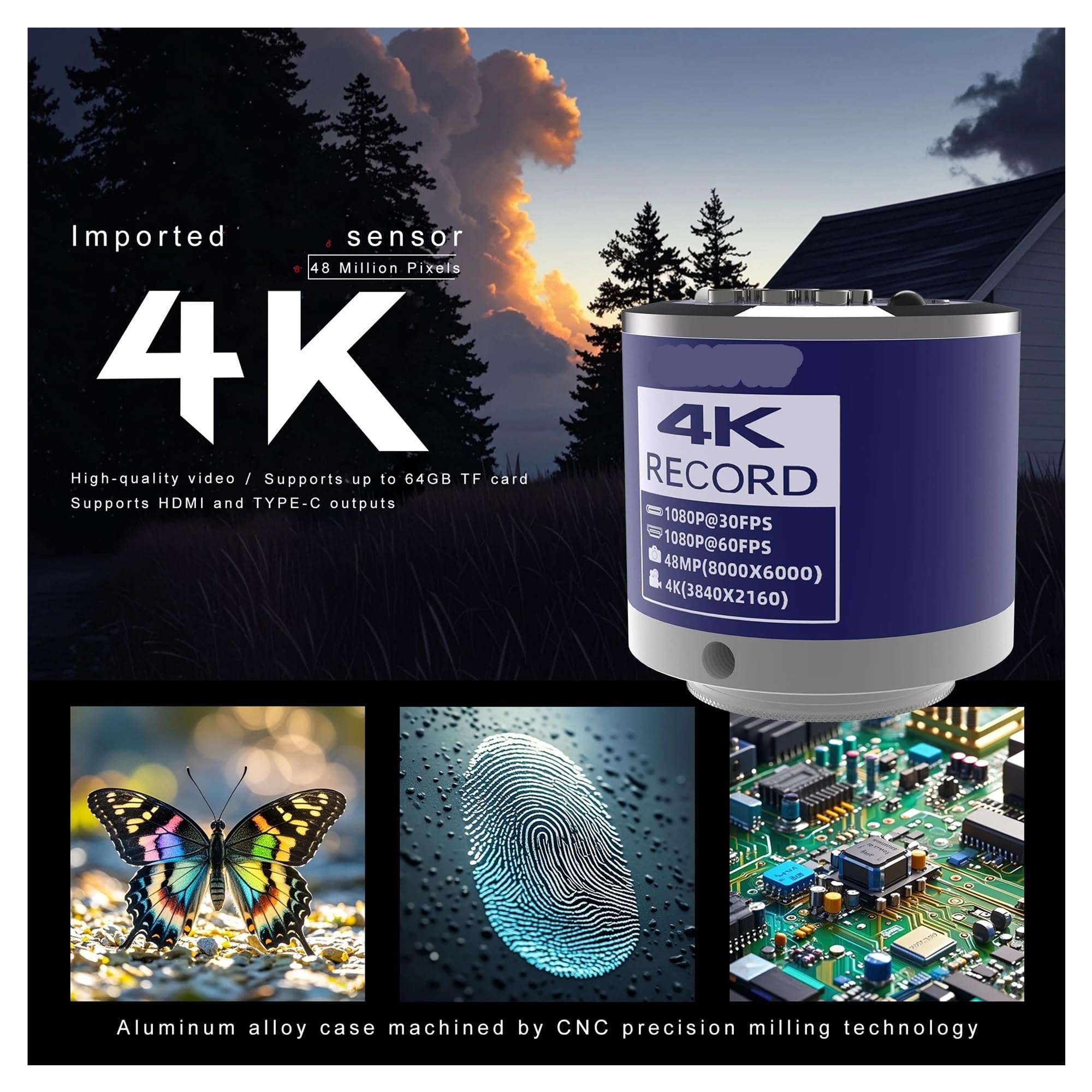 Microscopio Industrial 4K Full HD con Montura C, cámara Digital, Soldadura de PCB, reparación teléfonos móviles, microscopio Doble luz LED