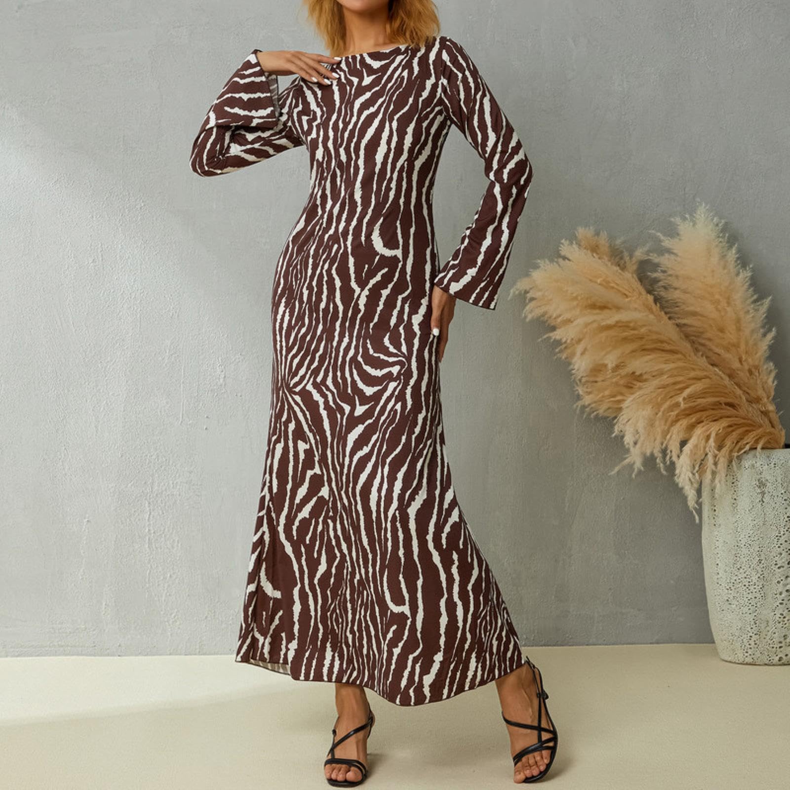 Femmes Chic Robes élégantes soirée Automne Hiver vêtements 2023 Vintage Luxe y2k rayé à Manches Longues Robe boîte de Nuit