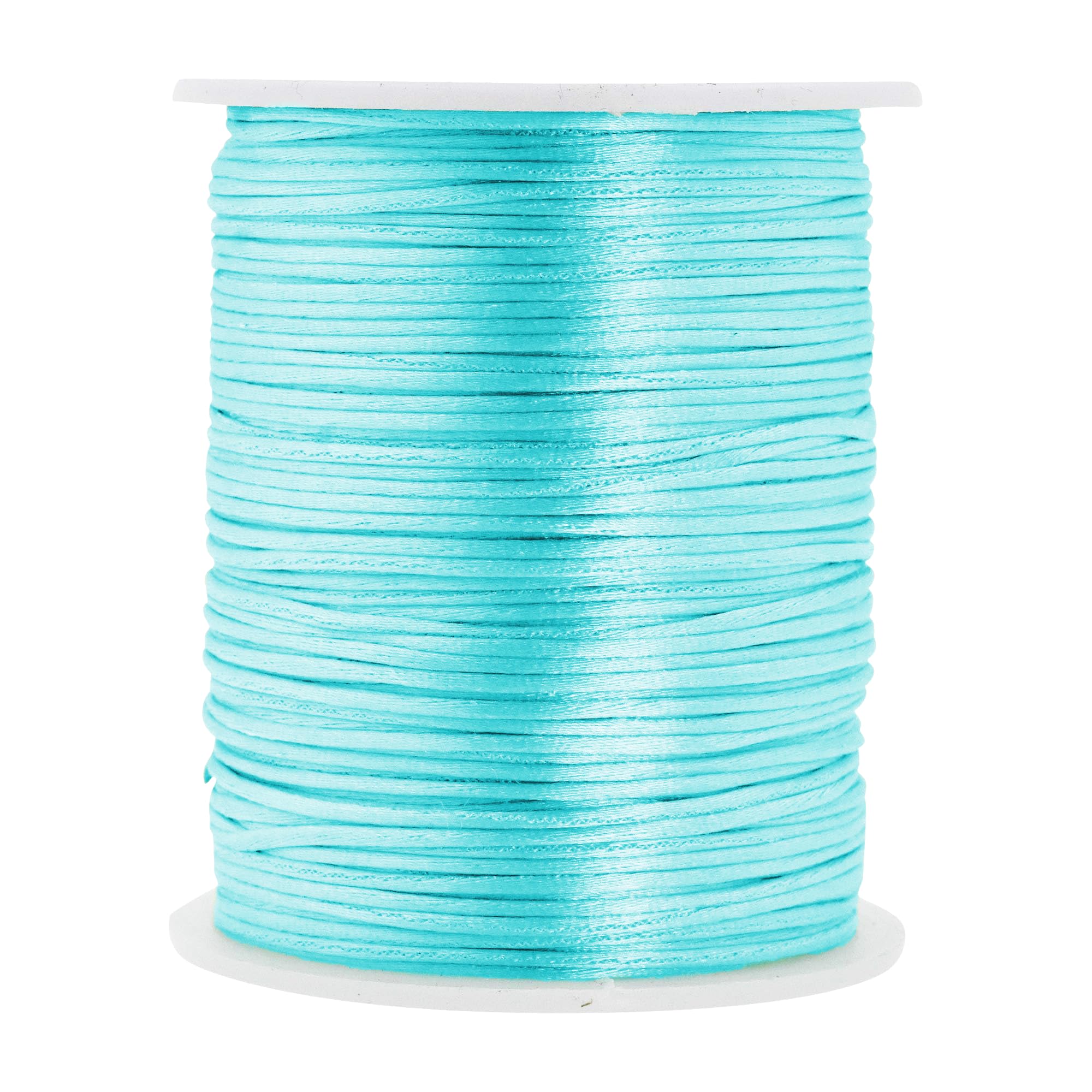 Mandala Crafts Nylon Satin Cord 1mm Rattail Cord Aqua String - 100 Yds Nylon Chinese Knotting Cord Rat Tail Silk Cord for Bracelet Necklace Jewelry Making Macrame Trim