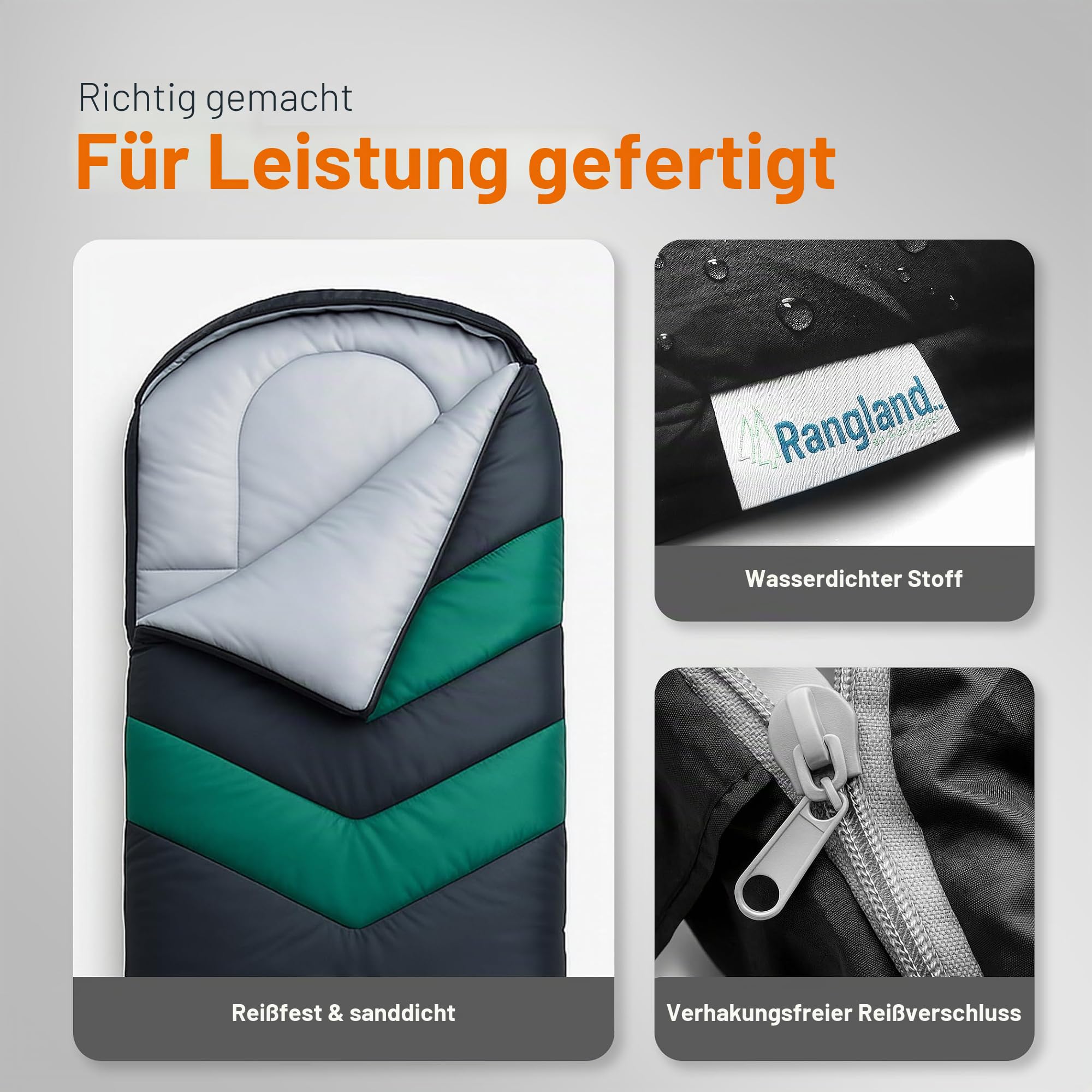 Schlafsack mit integriertem Pad (AirPack Sleeper) – All-in-One aufblasbare Isomatte und Reißverschlussdecke für Camping mit integrierter Fußpumpe