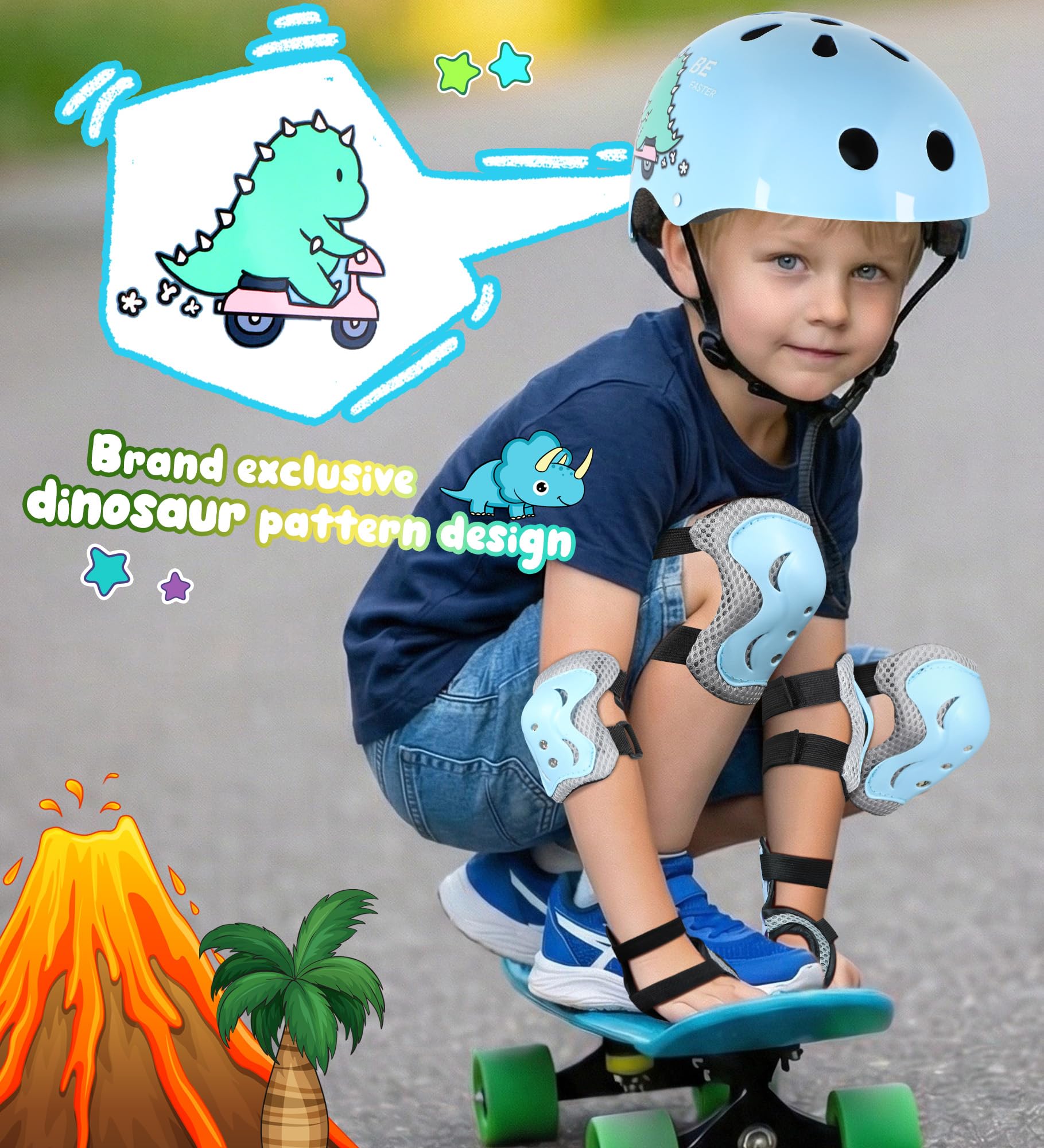 Licorne Casque Vélo Enfant Casque Ajustable pour Filles Garçons avec Réglables Genouillères et Coudières Équipement de Protection pour Cyclisme Scooter Roller Skateboard 48-56 cm 3-12 Ans