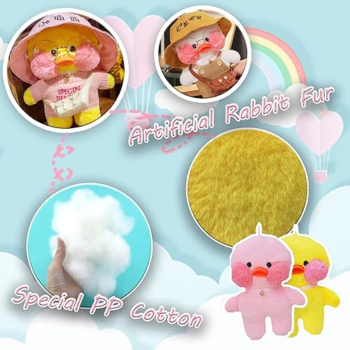 Miniatura 6 de LALAFANFAN Lindo juguete de peluche de pato amarillo con 12 accesorios ropa de vestir de bricolaje peluche de pato kawaii para niños