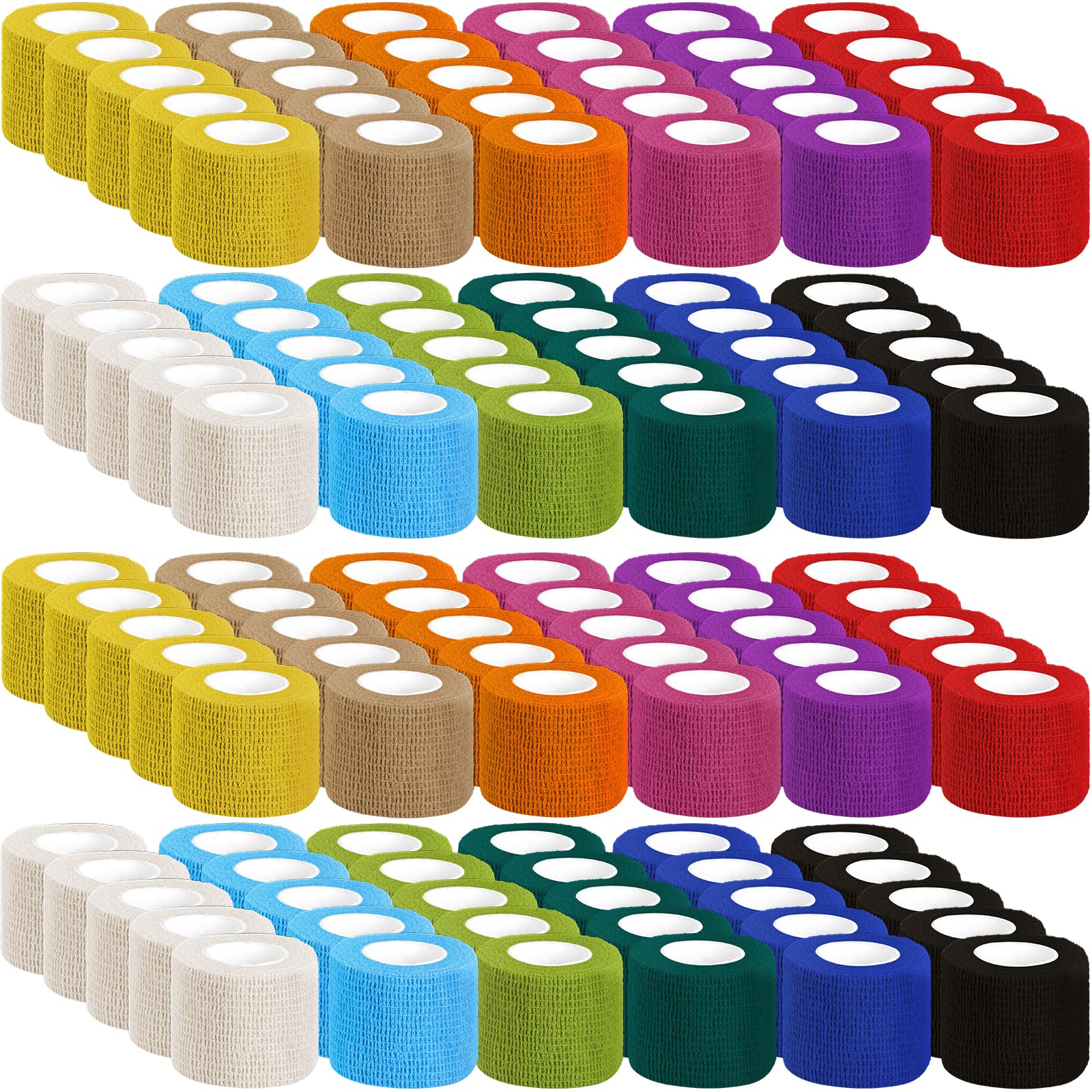 120 Pack Colorful Self Adhesive Bandage Wrap Bulk 2 Inch x 5 Yards Cohesive Bandage,Vet Wrap Breathable Elastic Self-Adherent Tape for Stretch