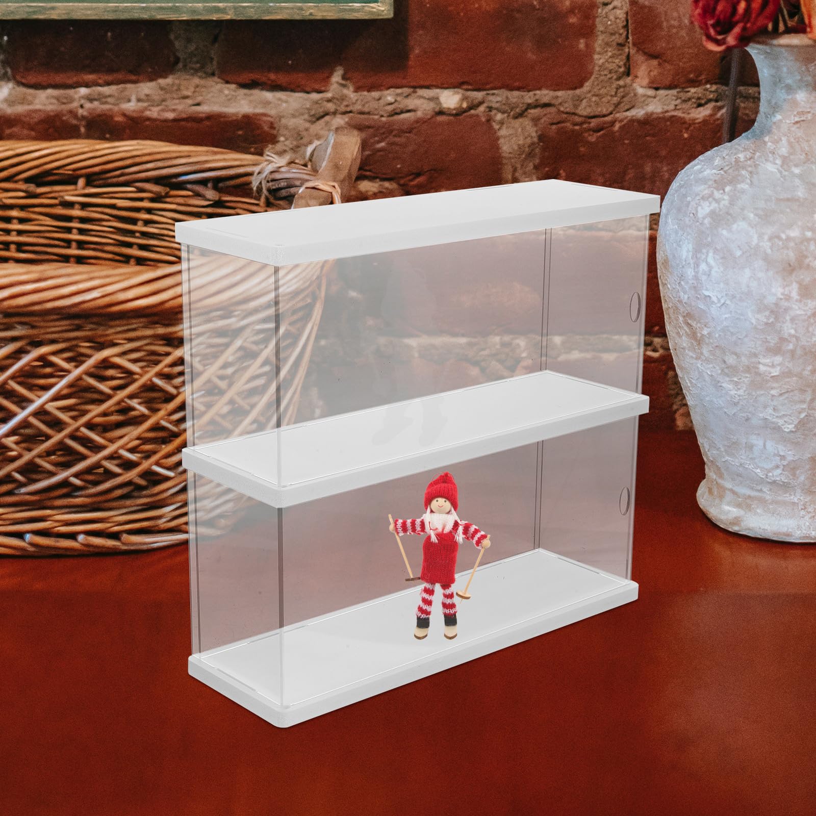 HEMOTON Vetrina in Acrilico Trasparente a Doppio Strato Coperchio Antipolvere Contenitore Espositivo per Action Figure e Modelli da Collezione Grande capacità per Esposizione e
