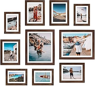 Giftgarden Brown Picture Frames with Mat for Multiple Sizes Photos, Four...