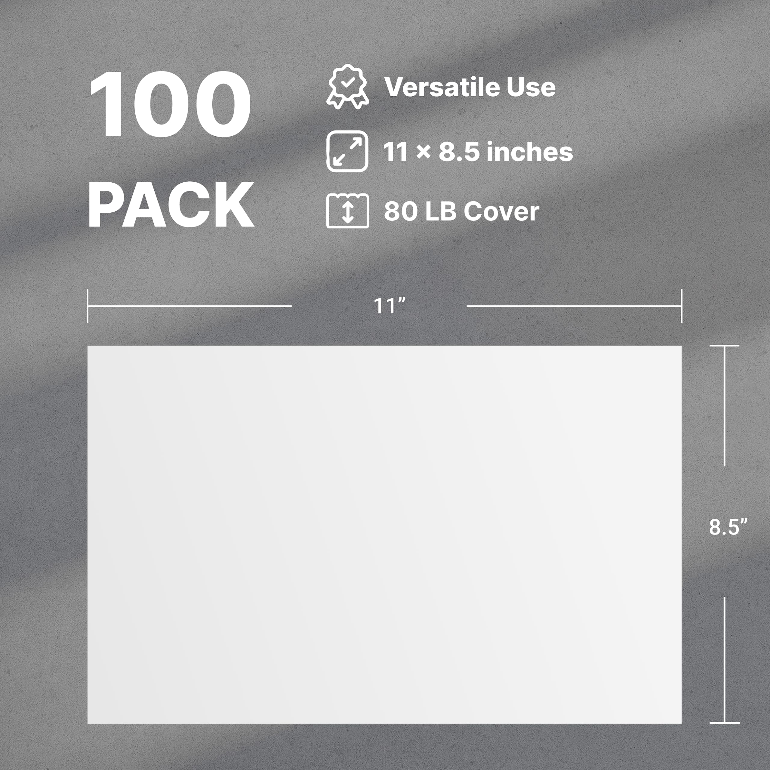 100 Blatt Kartonpapier - 8,5 x 11 weißes dickes Bastelpapier, 36,3 kg Karton-Druckerpapier für Einladungen, Scrapbooking, Basteln, DIY-Karten (weiß)