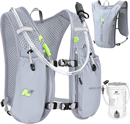 N NEVO RHINO Chaleco para correr, chaleco de hidratación de 5.5 L con vejiga de agua de 1.5 L, mochila de hidratación ligera para senderismo y