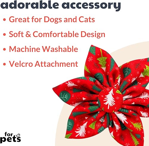 Miniatura 2 de Huxley & Kent Molinete para mascotas  Árboles de Navidad (pequeño)  Accesorio de collar de velcro para perrosgatos  Accesorio de collar de lazo