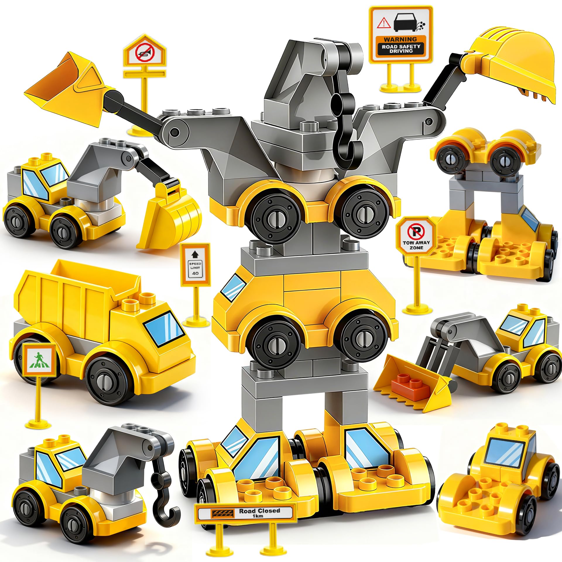 Amazon | ブロックセット 建設車両 大工さんごっこ 68P DIY 組み立て