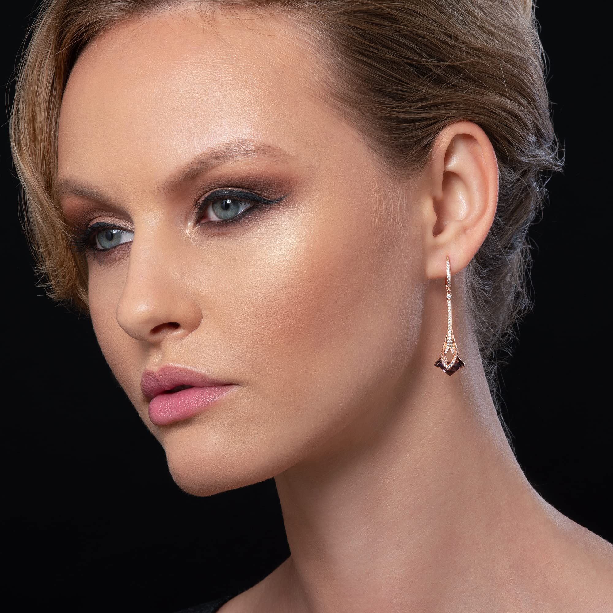 namana 925 Sterling Silber Tropfenohrringe für Damen in Silber, Gold oder Roségold, Elegante Ohrringe für Frauen mit farbigen Steinen und Cubic Zirkonia, Lange Ohrhänger für Frauen