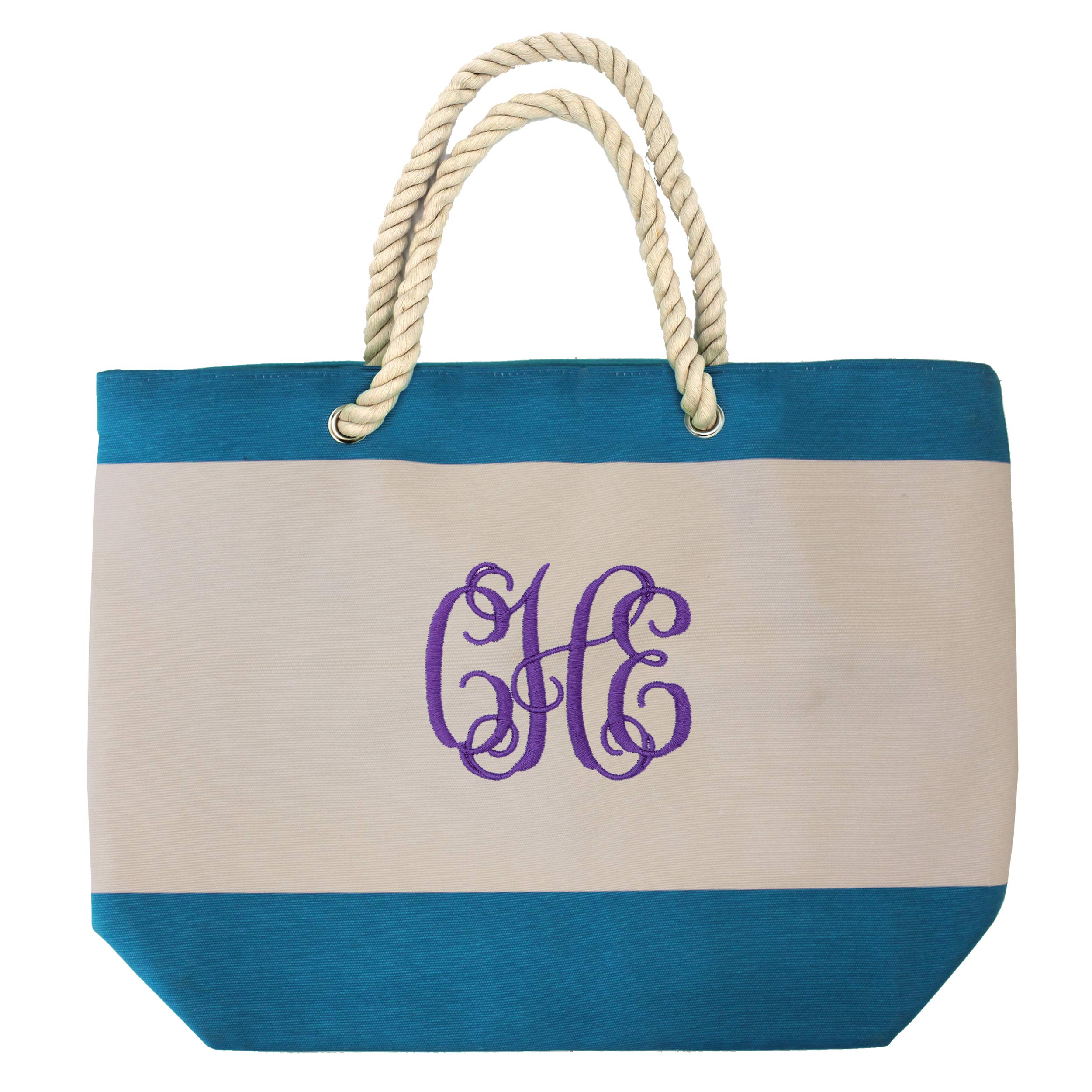 Personalized Beach Tote Bag with Zipper, Pockets, Monogram - Bridesmaid Wedding Party - Custom Monogrammed