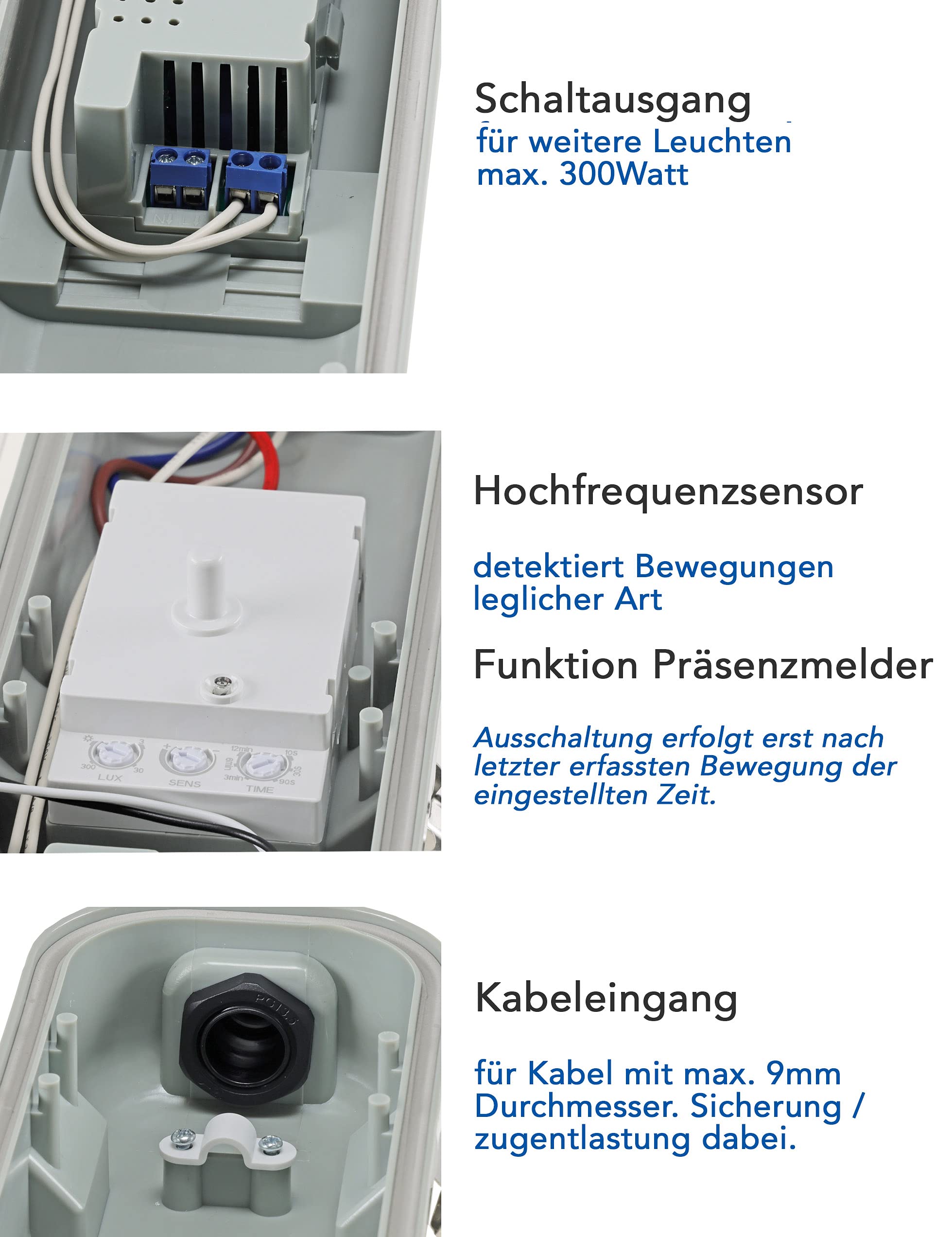Lampa sufitowa LED HF z czujnikiem ruchu 18 W, 1350 lumenów, klasa wodoszczelno?ci IP65, odporna na warunki atmosferyczne, czujnik obecno?ci, zasi?g 8 m, neutralna biel 4000 K