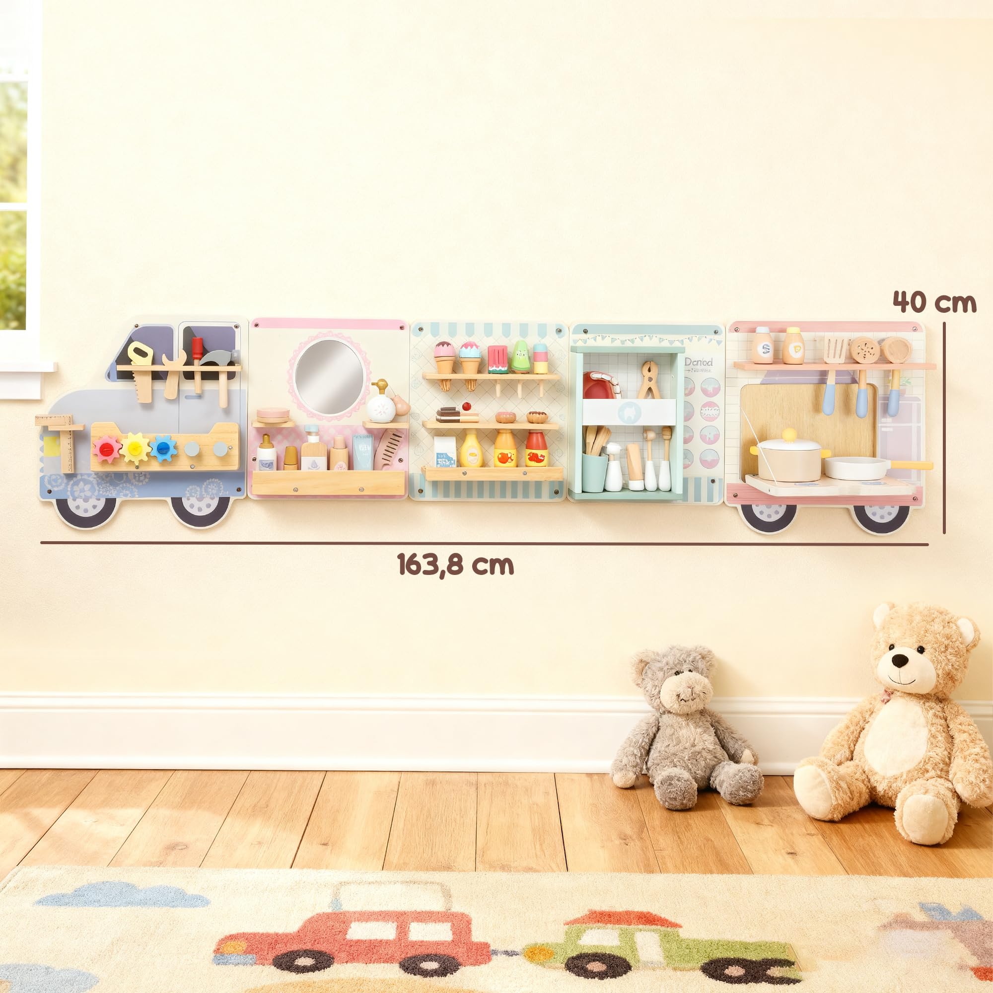 AIYAPLAY Montessori Aktivitätswand Busy Board im Truck-Design ab 3 Jahre | Sensorisches Spielzeug, Activity Board, Beschäftigungsbrett, Lernaktivitätszentrum, Wandspielzeug, Geschenk für Jungen