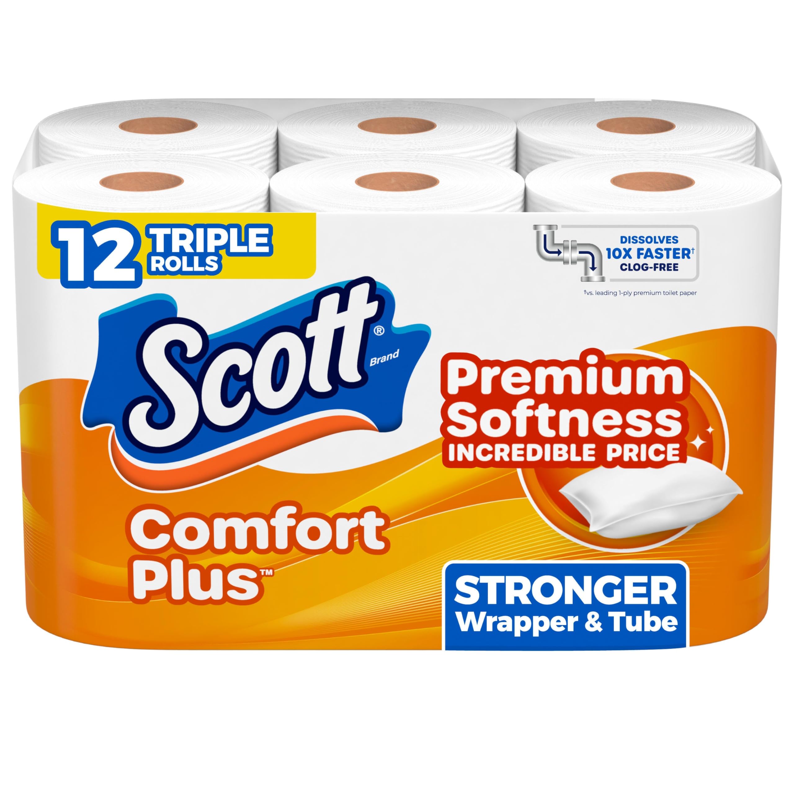 Scott ComfortPlus Toilet Paper Triple Rolls | 1-Ply, 231 Sheets Per Roll - main product image