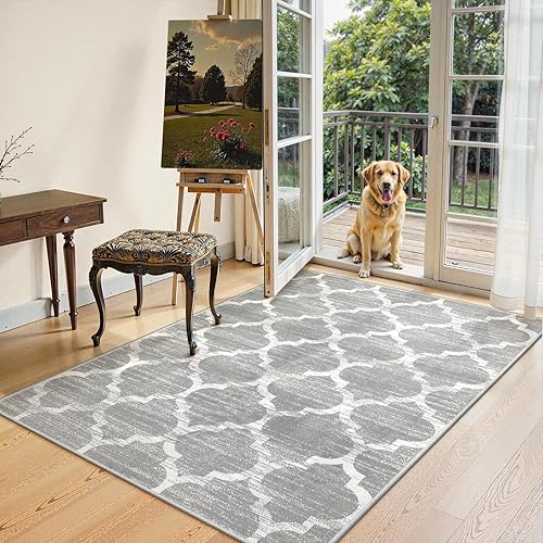 Miniatura 5 de Lahome - Alfombra marroquí antideslizante, lavable, suave, lana sintética, envejecida, decoración para cocina, cuarto, oficina, sala y comedor (4 x