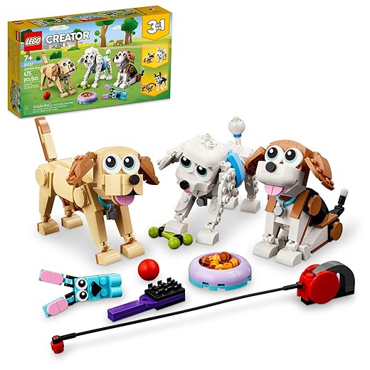 LEGO Creator 3 in 1 Adorable Dogs Building Toys - Pretend Play Toys for Girls & Boys, Ages 7+ Years - Kids Learning & Educational Sets - Gift for Christmas - 31137