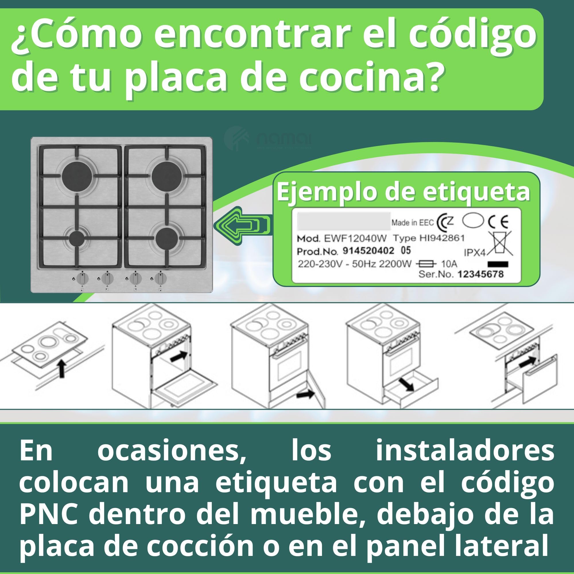 NAMAI - Juego de 4 Tapa Cocina Gas + 4 Quemador de Gas, Compatibilidad Universal, Recambios Para Cocinas de Gas, Cocina Gas Accesorios, Fáciles de Instalar