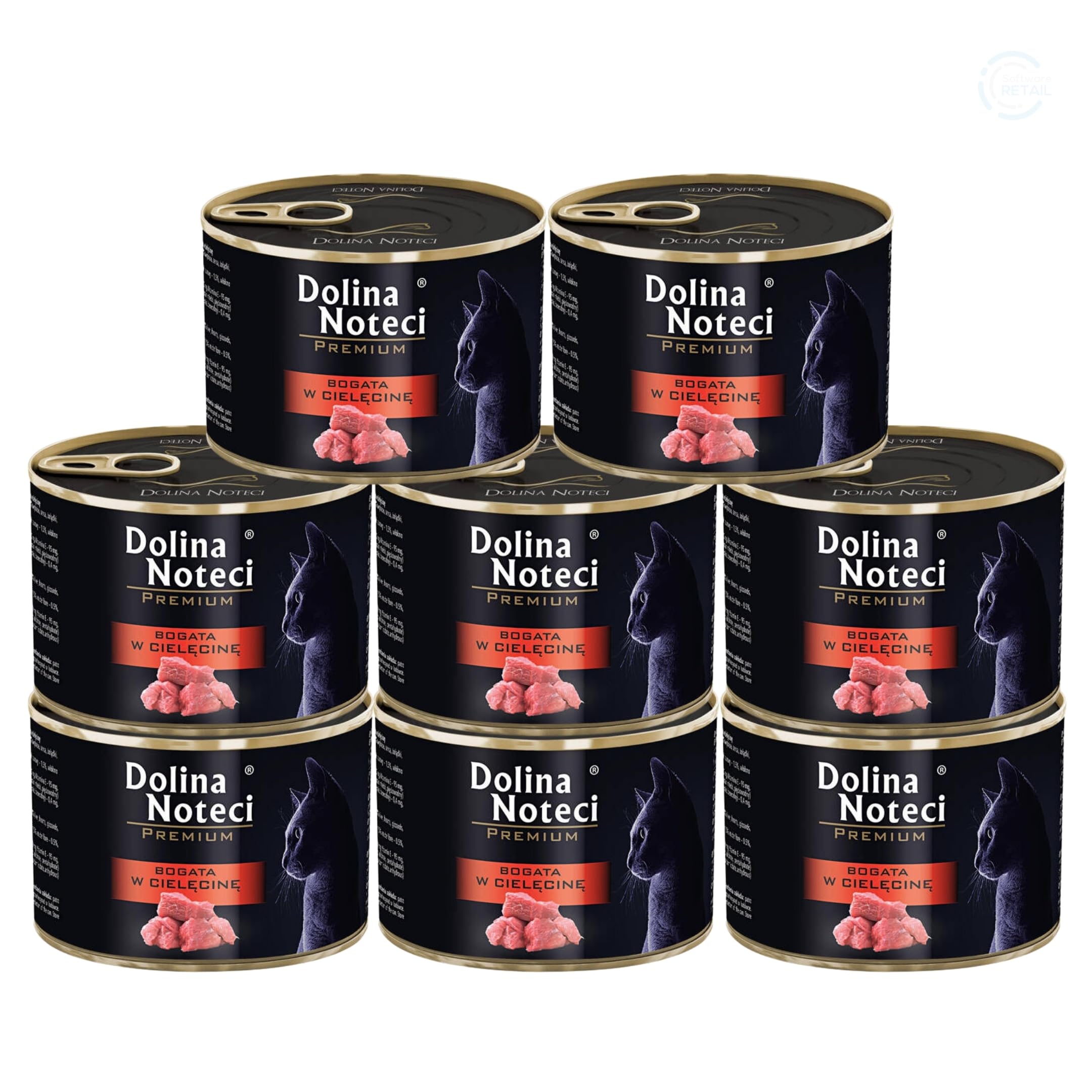Dolina Noteci Premium Moist & Juicy Wholesome Grain-Free Cat Food - Natural Meat Recipes Enriched with Vitamins & Minerals for Happy, Healthy Cats! (Veal, 8x185g)