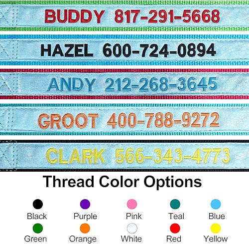 Miniatura 6 de Collares reflectantes personalizados para perros, collar de identificación luminoso brillante personalizado con nombre bordado y número de teléfono,