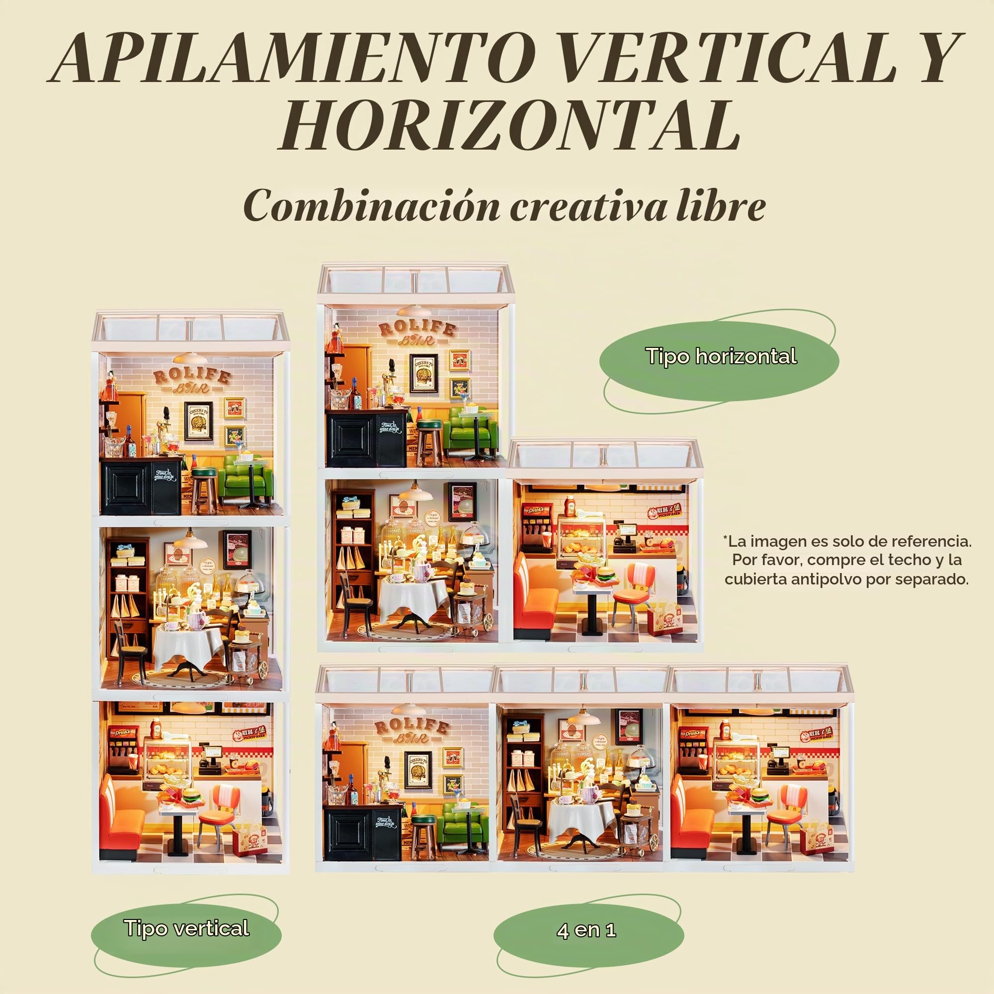 Rolife Casa de Muñecas DIY Super Mundo Serie Casas en Miniatura Kits Maquetas con Accesorios Aficiones de Las Mujeres Regalo de Cumpleaños para Adultos (Sweet Sips Tea)